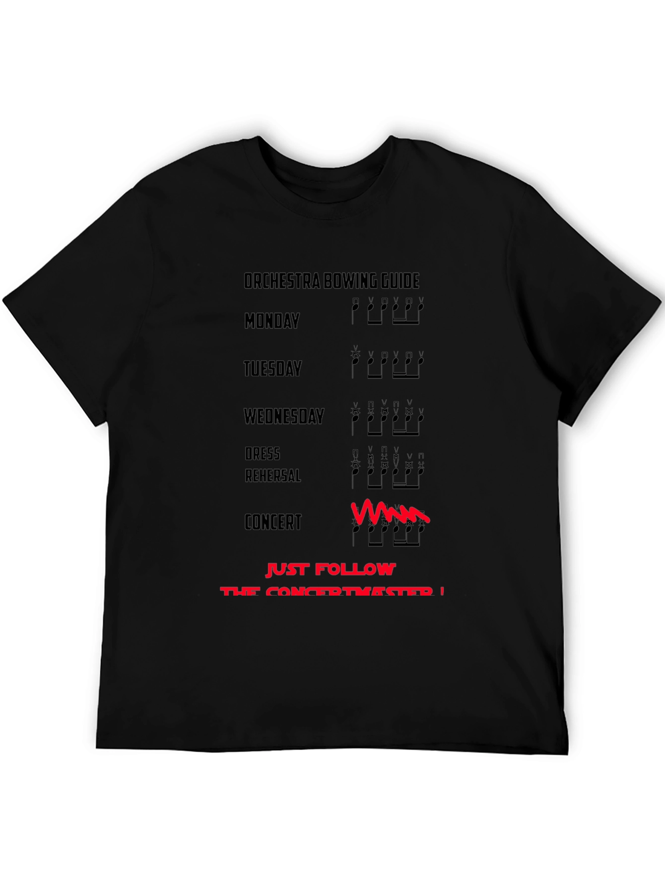 Orchestra Bowing Guide T-Shirt - Funny Musician Tee
