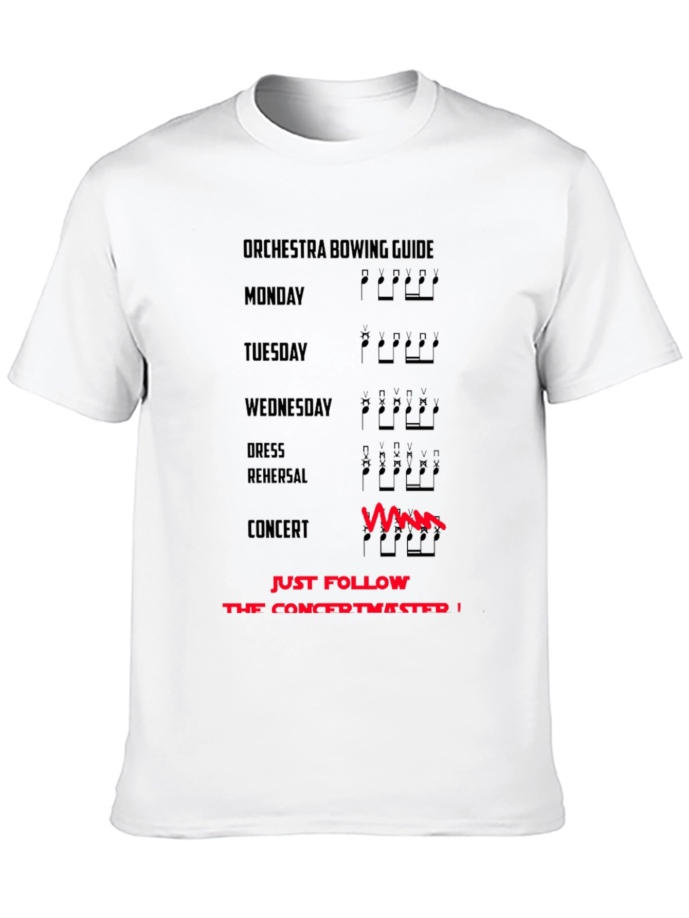 Orchestra Bowing Guide T-Shirt - Funny Musician Tee