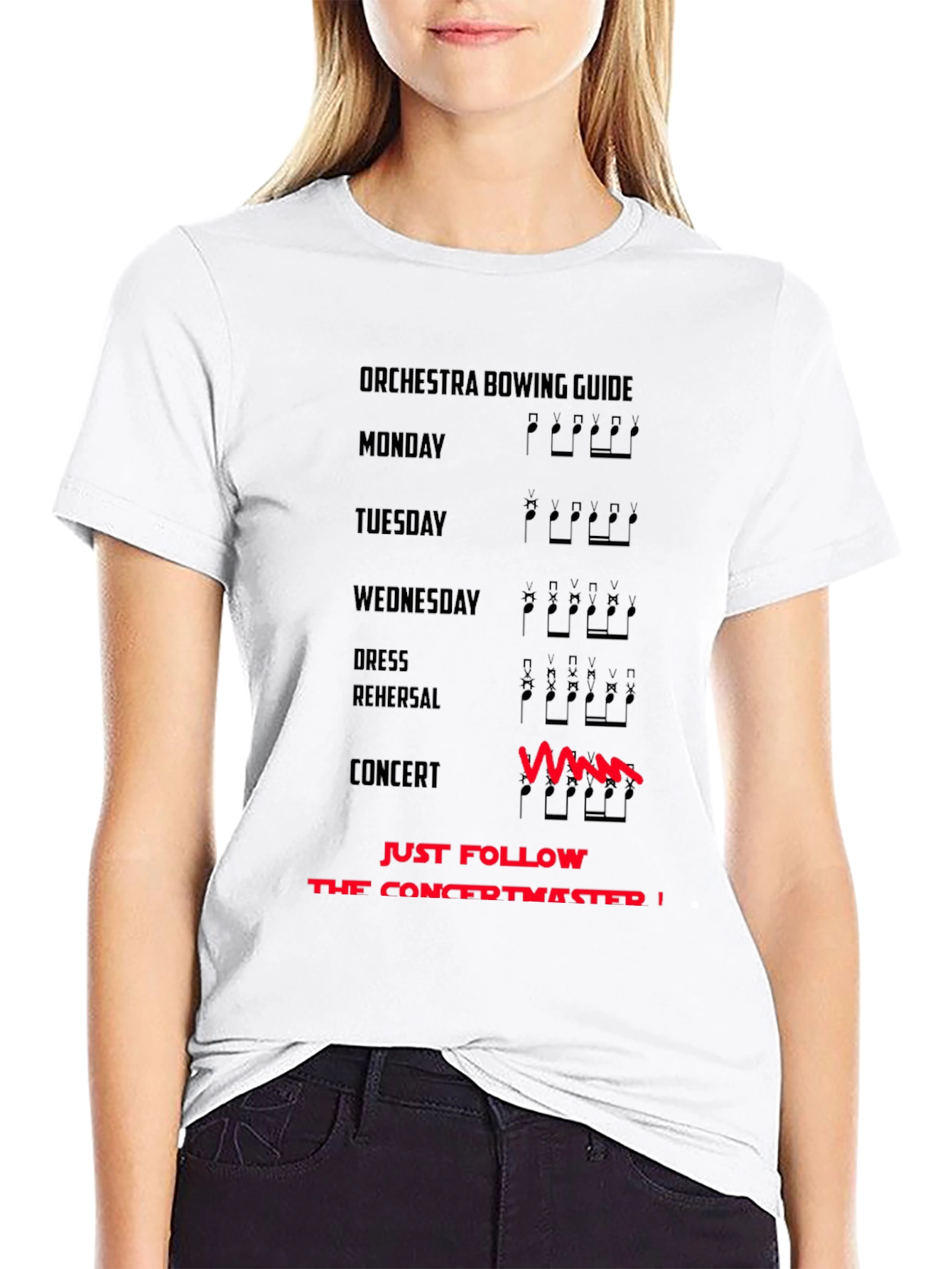 Orchestra Bowing Guide T-Shirt - Funny Musician Tee