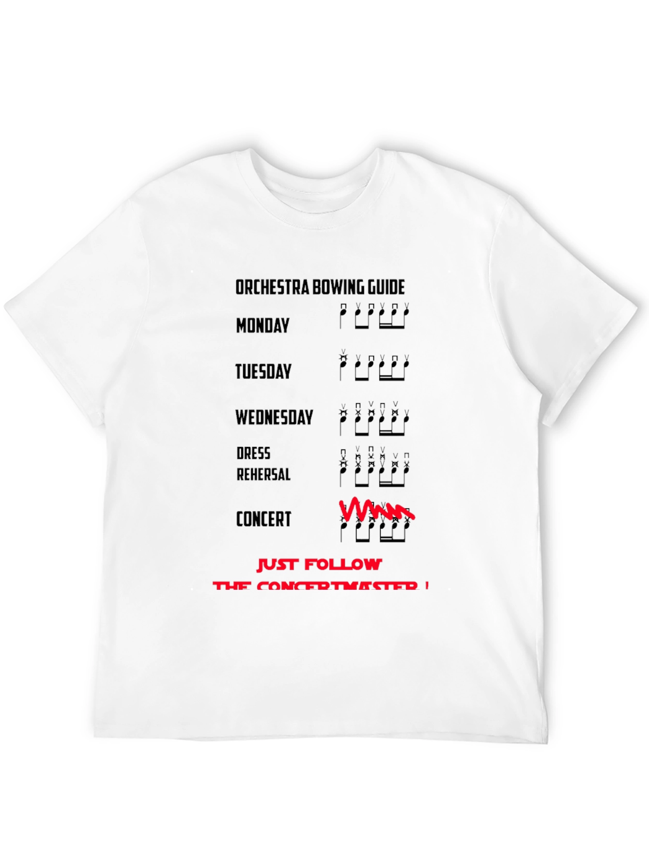 Orchestra Bowing Guide T-Shirt - Funny Musician Tee
