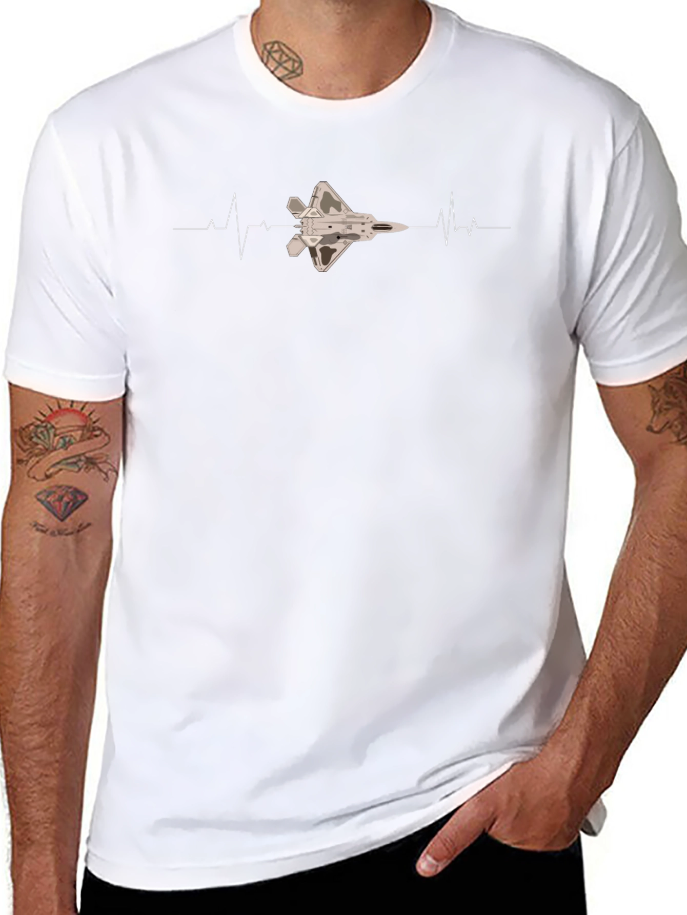 Jet Fighter Heartbeat Graphic T-Shirt