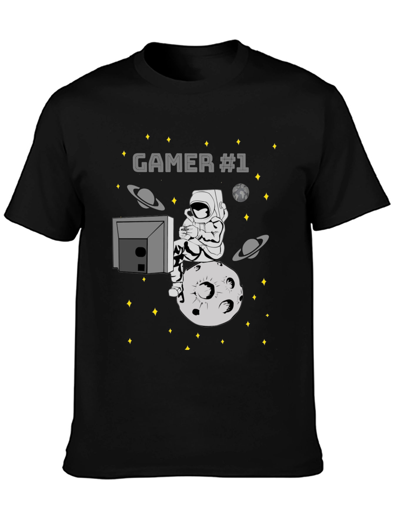 Gamer #1 Astronaut on Moon Graphic T-Shirt