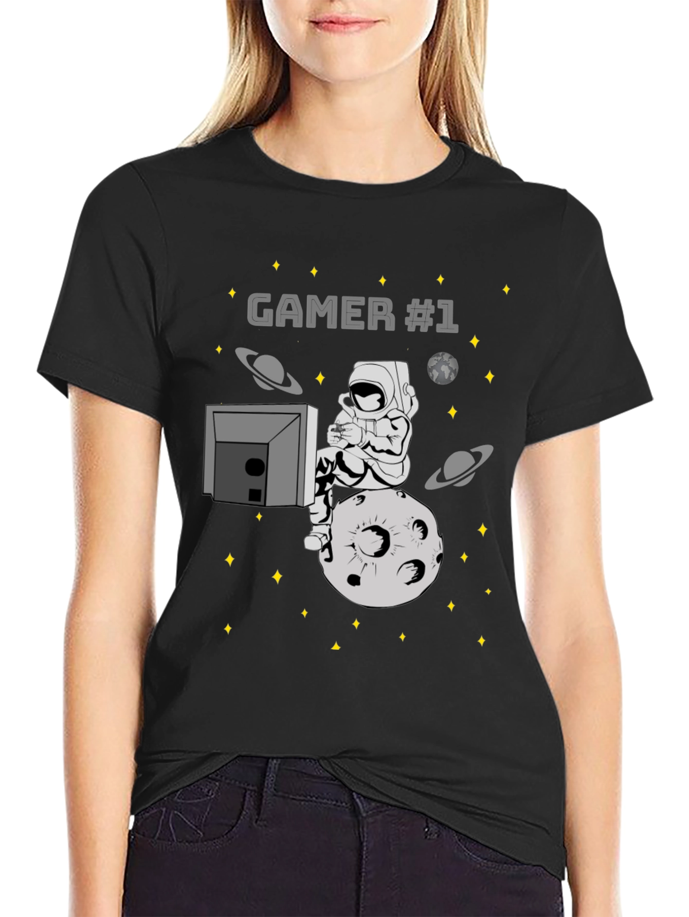 Gamer #1 Astronaut on Moon Graphic T-Shirt