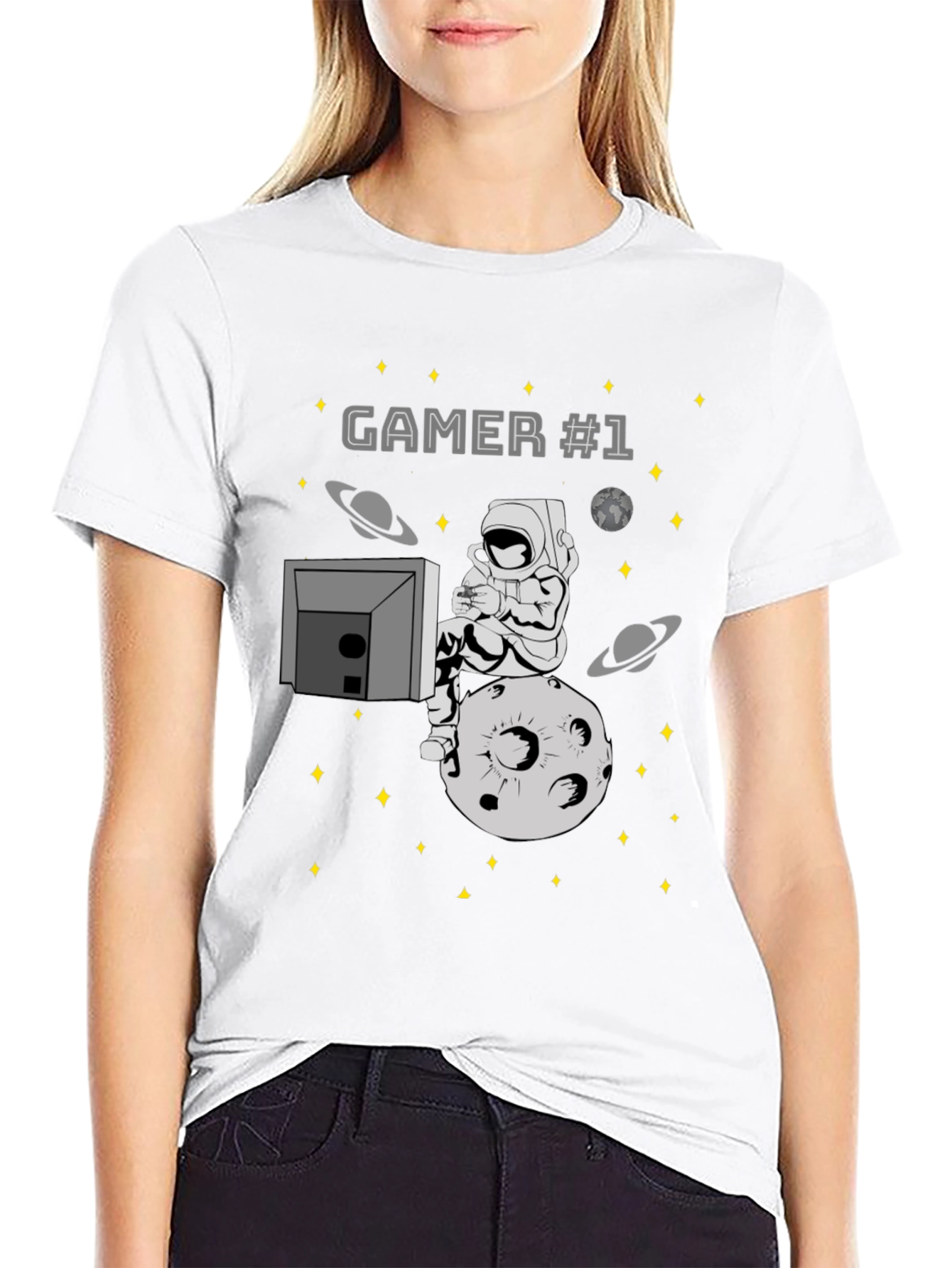 Gamer #1 Astronaut on Moon Graphic T-Shirt