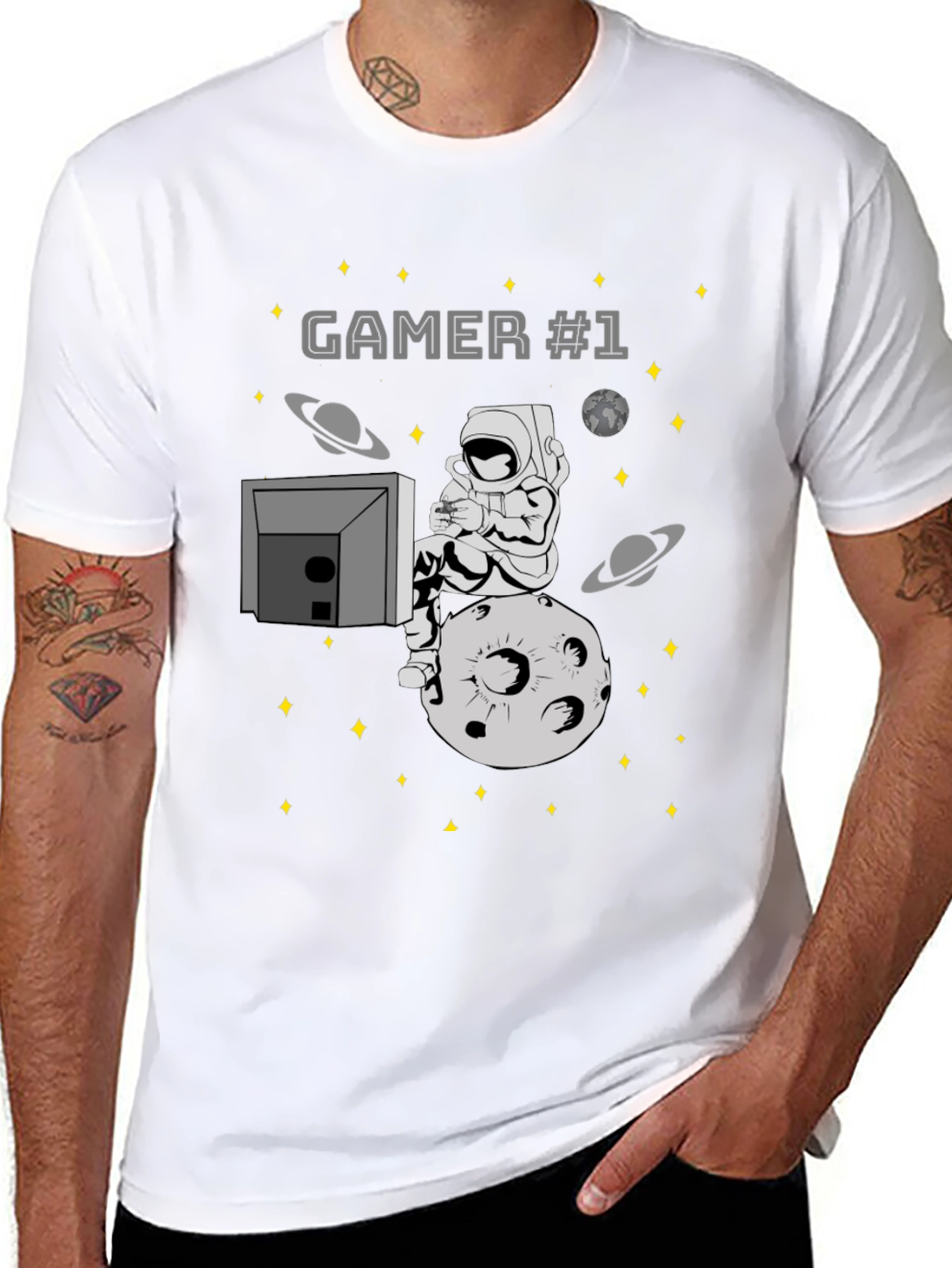 Gamer #1 Astronaut on Moon Graphic T-Shirt