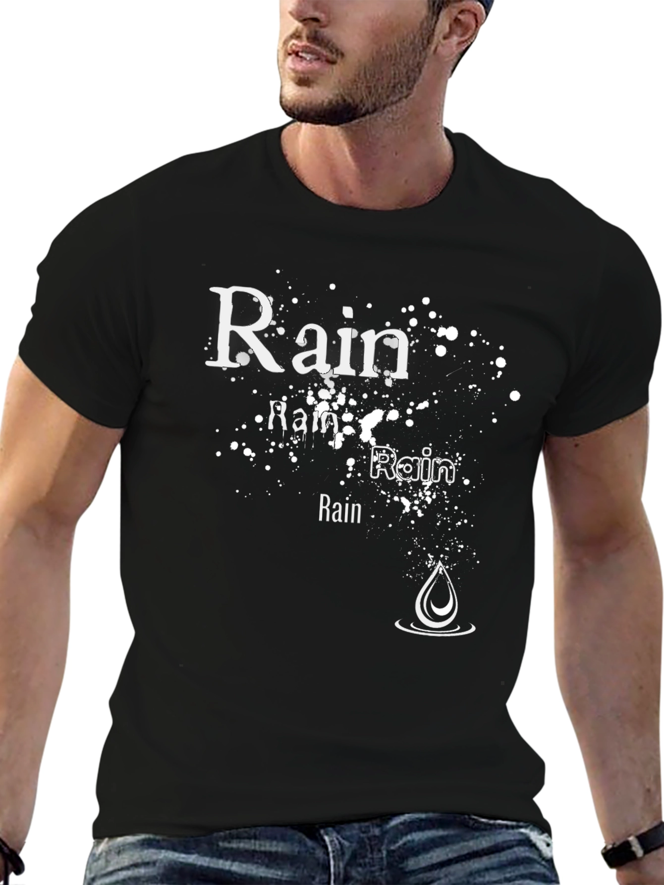 Rain Graphic Black T-Shirt