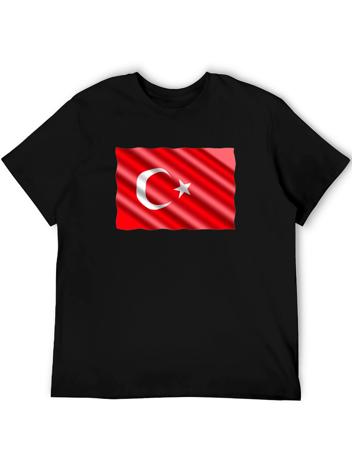 Turkey Flag Graphic Tee - Black Cotton T-Shirt