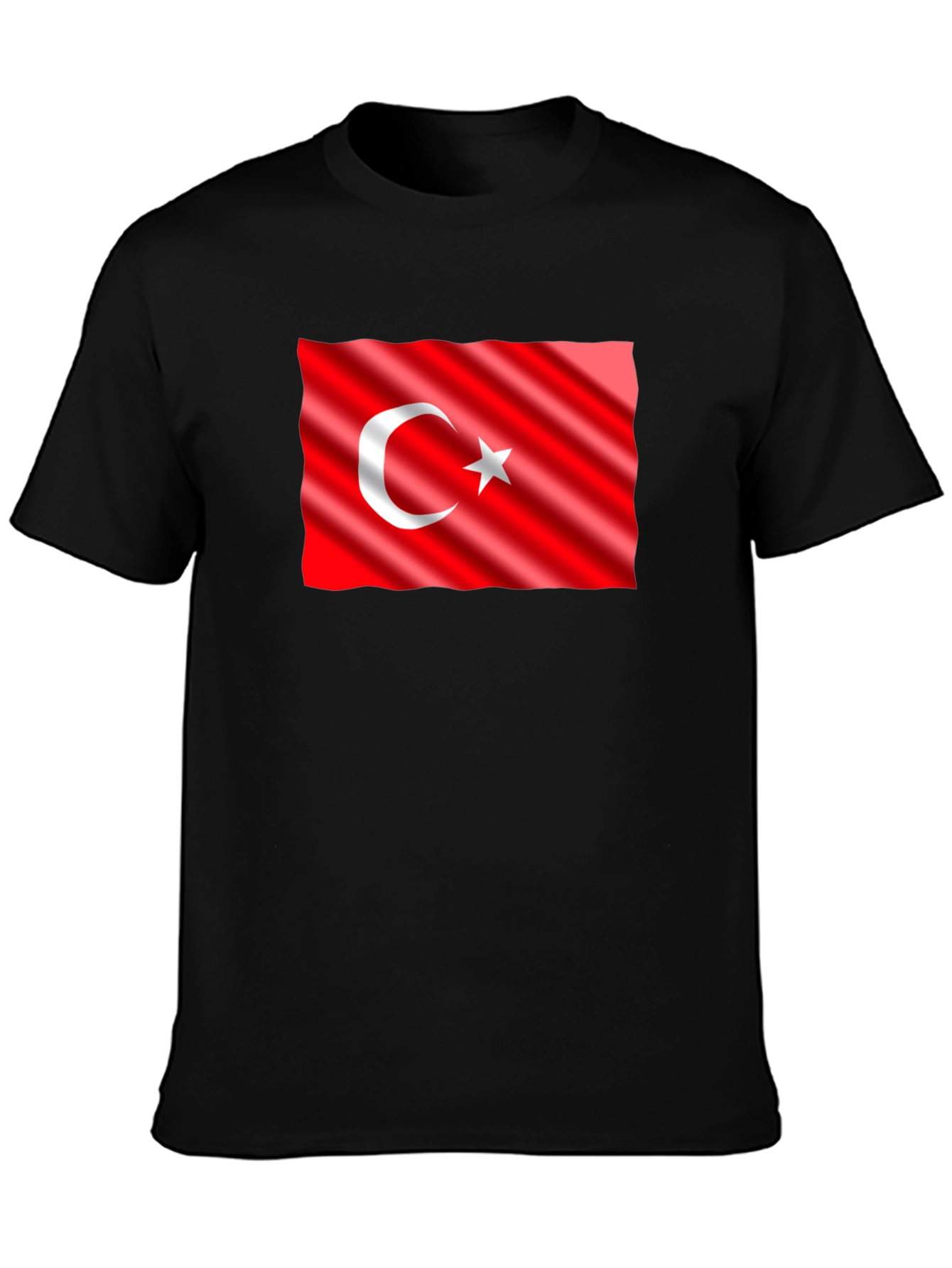 Turkey Flag Graphic Tee - Black Cotton T-Shirt