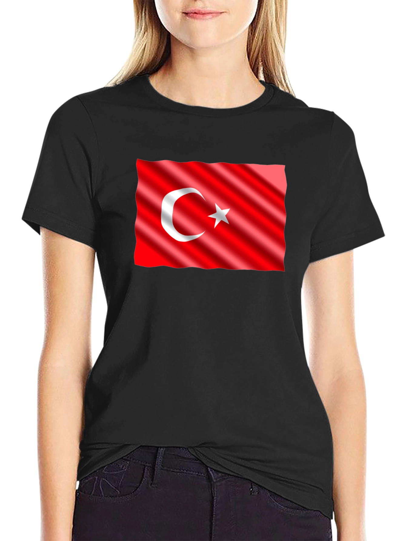 Turkey Flag Graphic Tee - Black Cotton T-Shirt