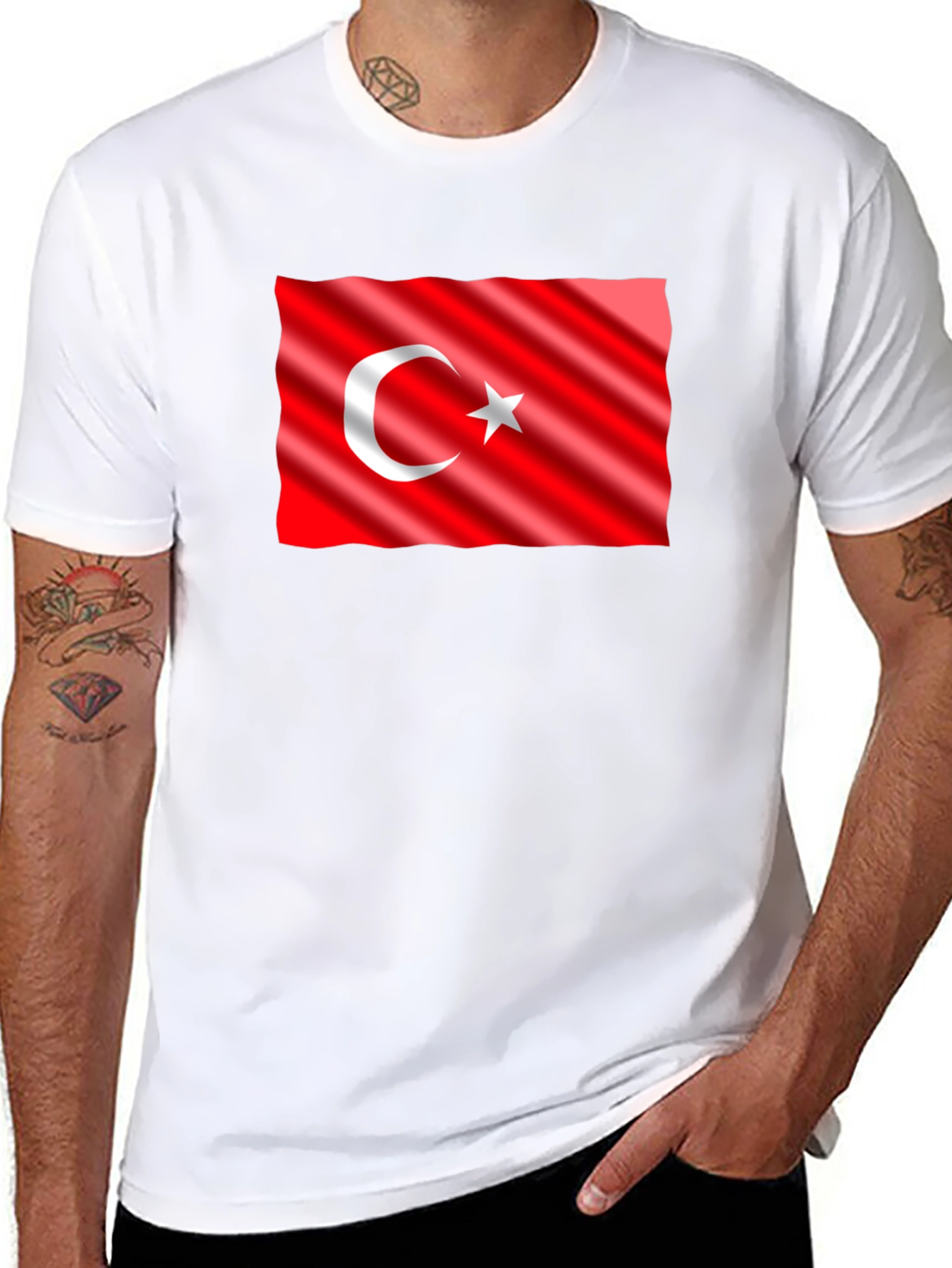 Turkey Flag Graphic Tee - Black Cotton T-Shirt
