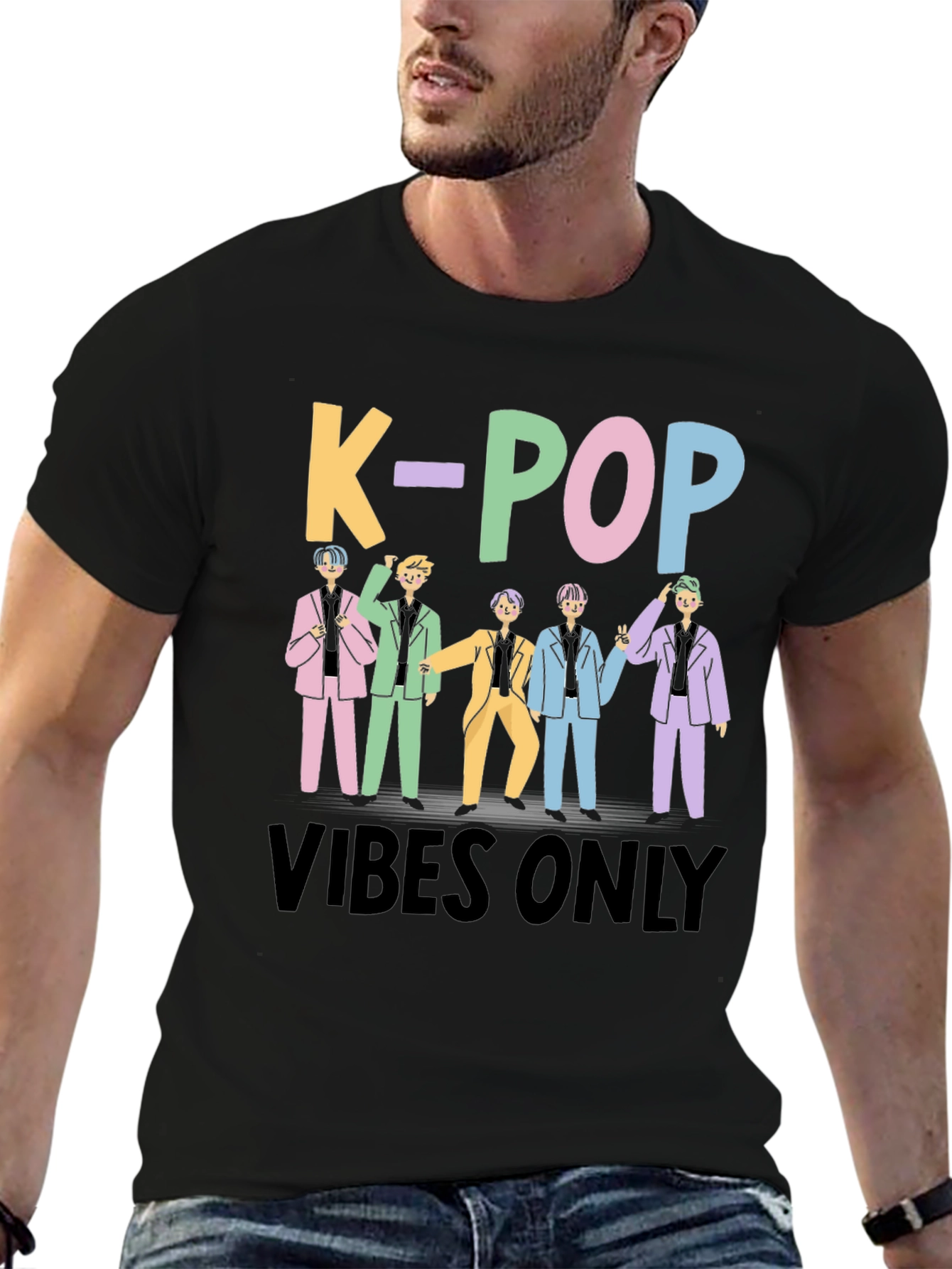 K-Pop Vibes Only Black T-Shirt