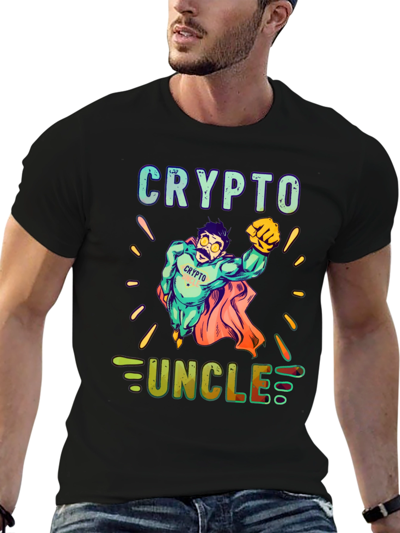 Crypto Uncle T-Shirt - Superhero Design