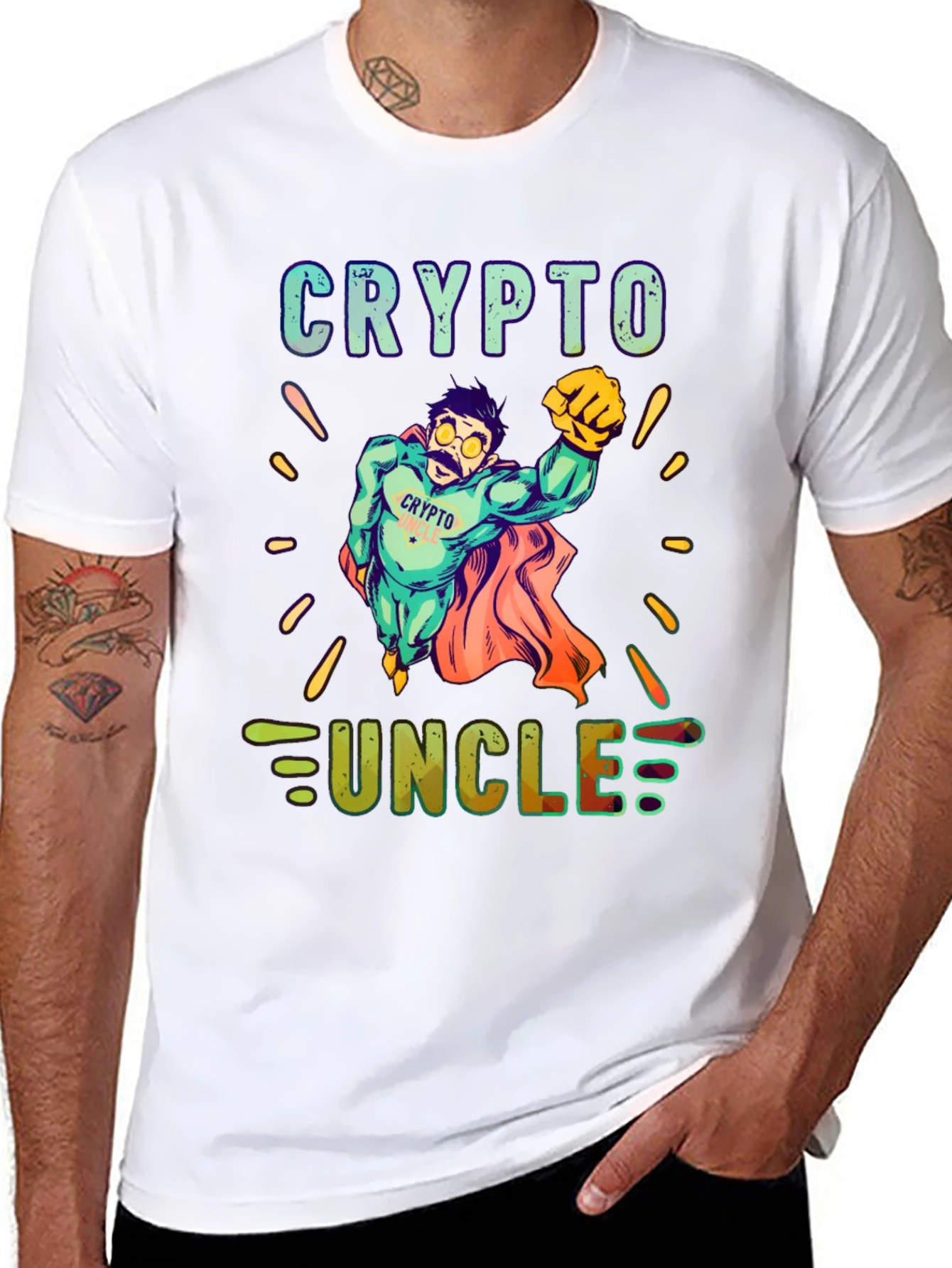 Crypto Uncle T-Shirt - Superhero Design
