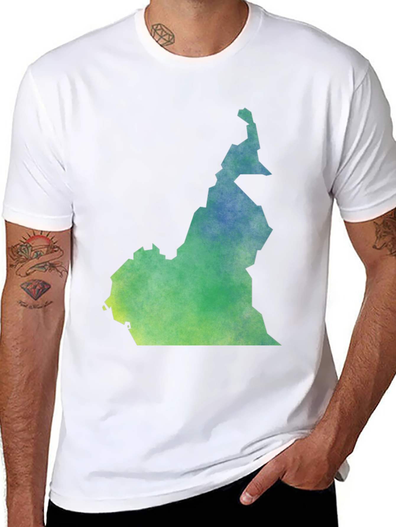 Cameroon Map T-Shirt - Black Cotton Graphic Tee