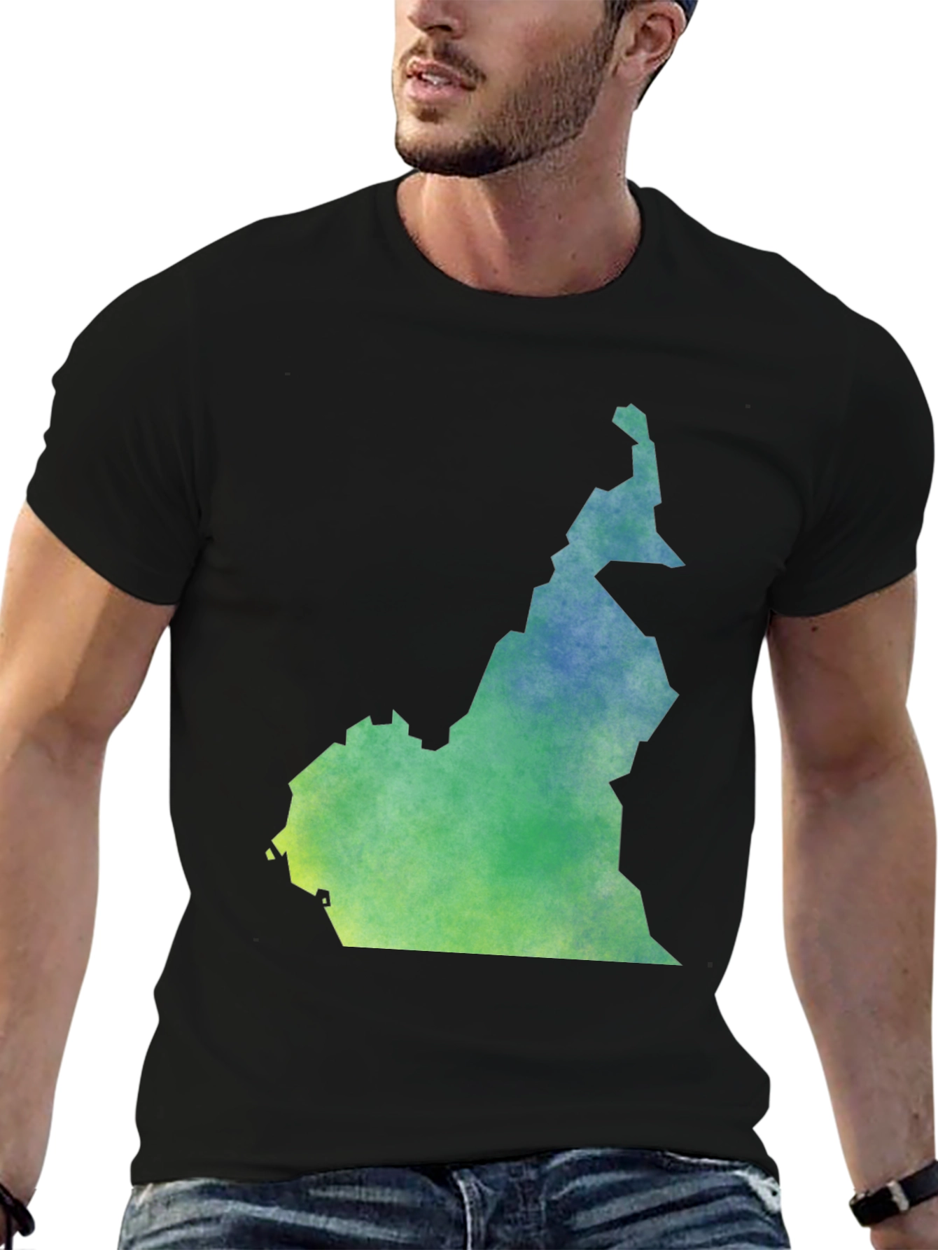 Cameroon Map T-Shirt - Black Cotton Graphic Tee