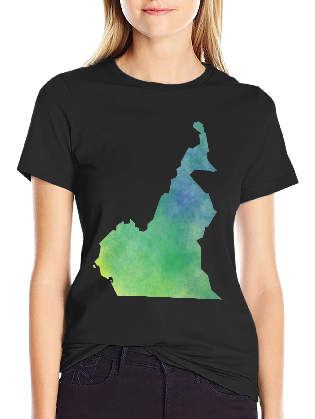 Cameroon Map T-Shirt - Black Cotton Graphic Tee