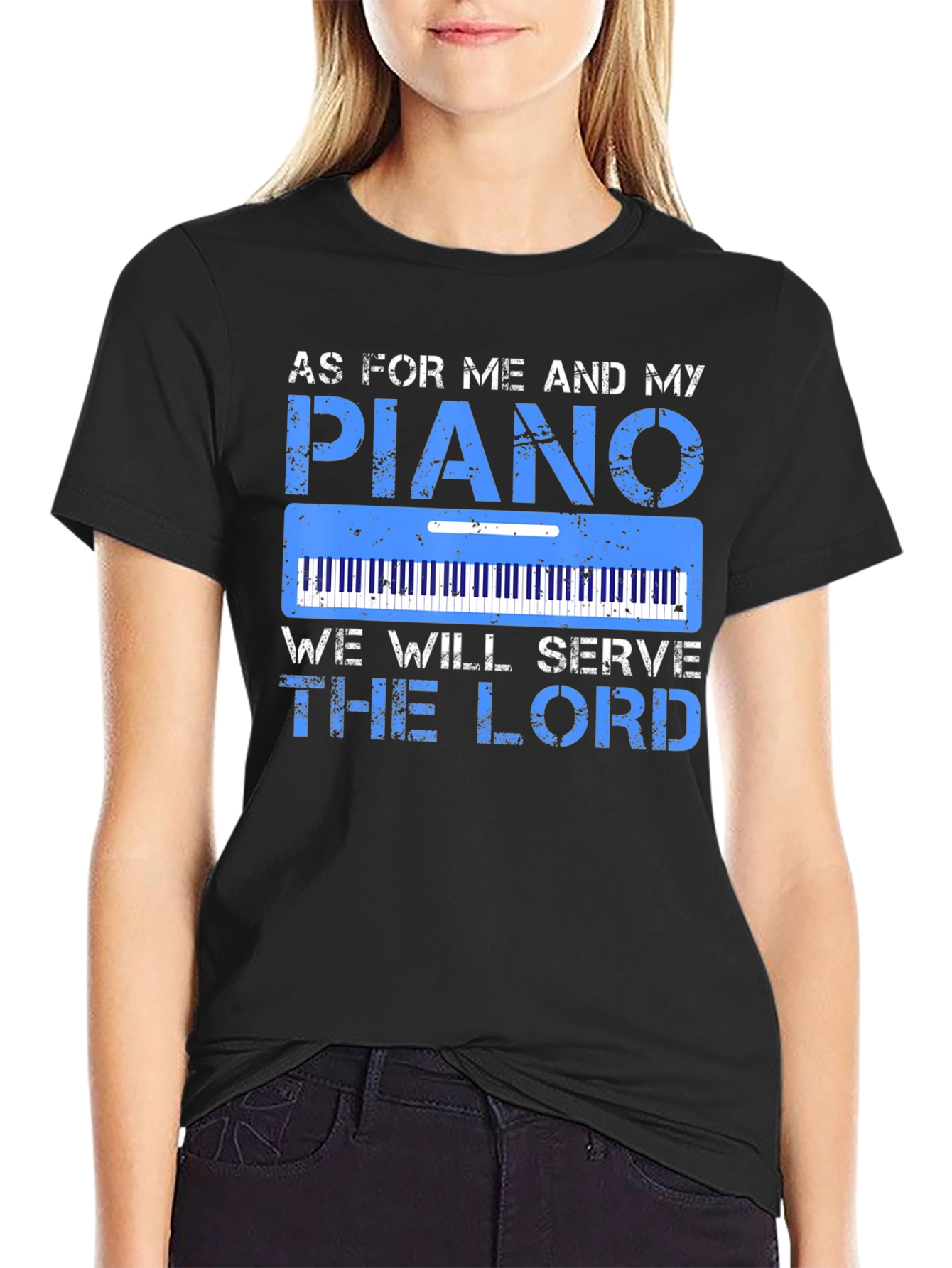 Piano Serve the Lord Graphic T-Shirt