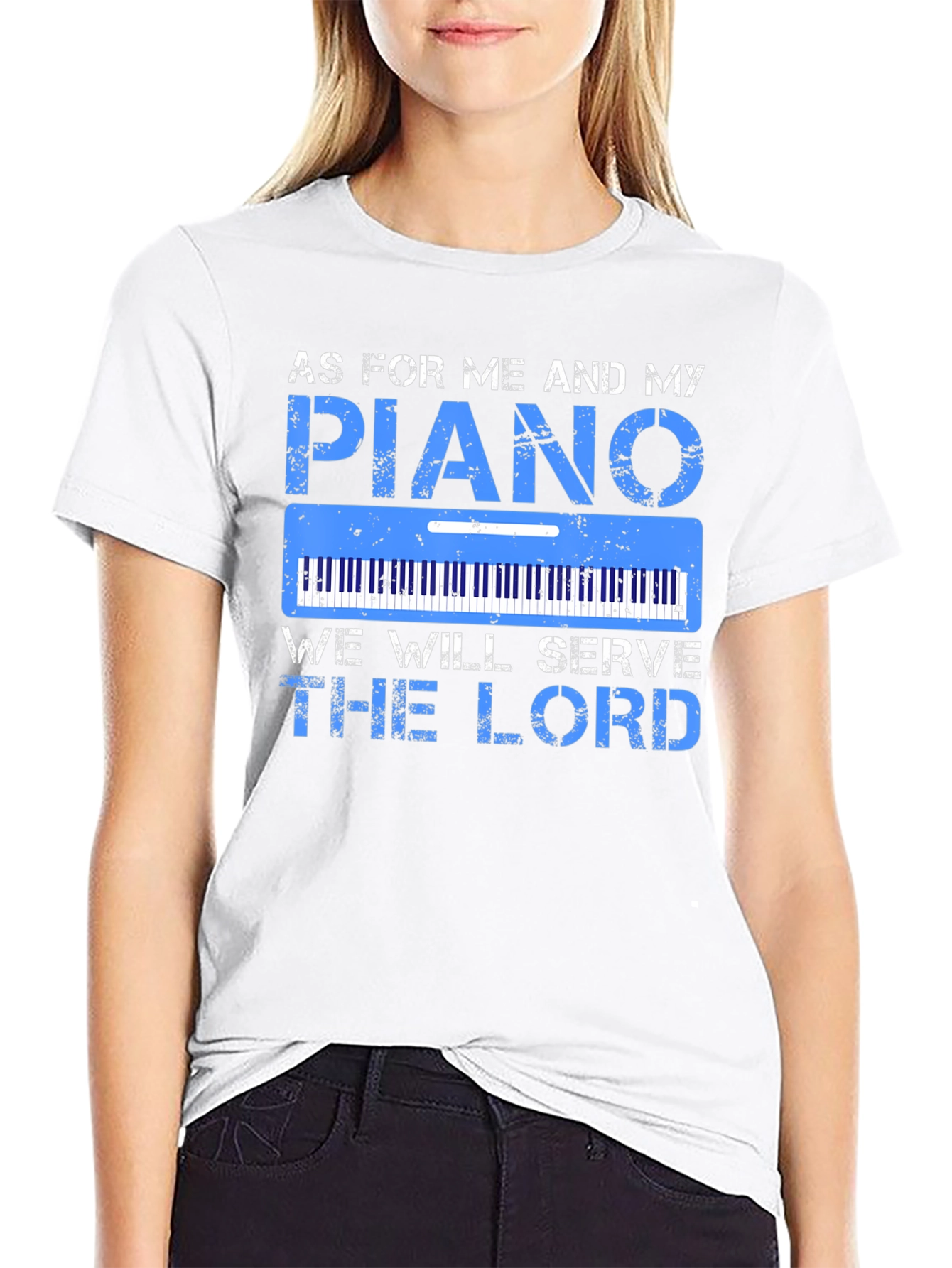 Piano Serve the Lord Graphic T-Shirt