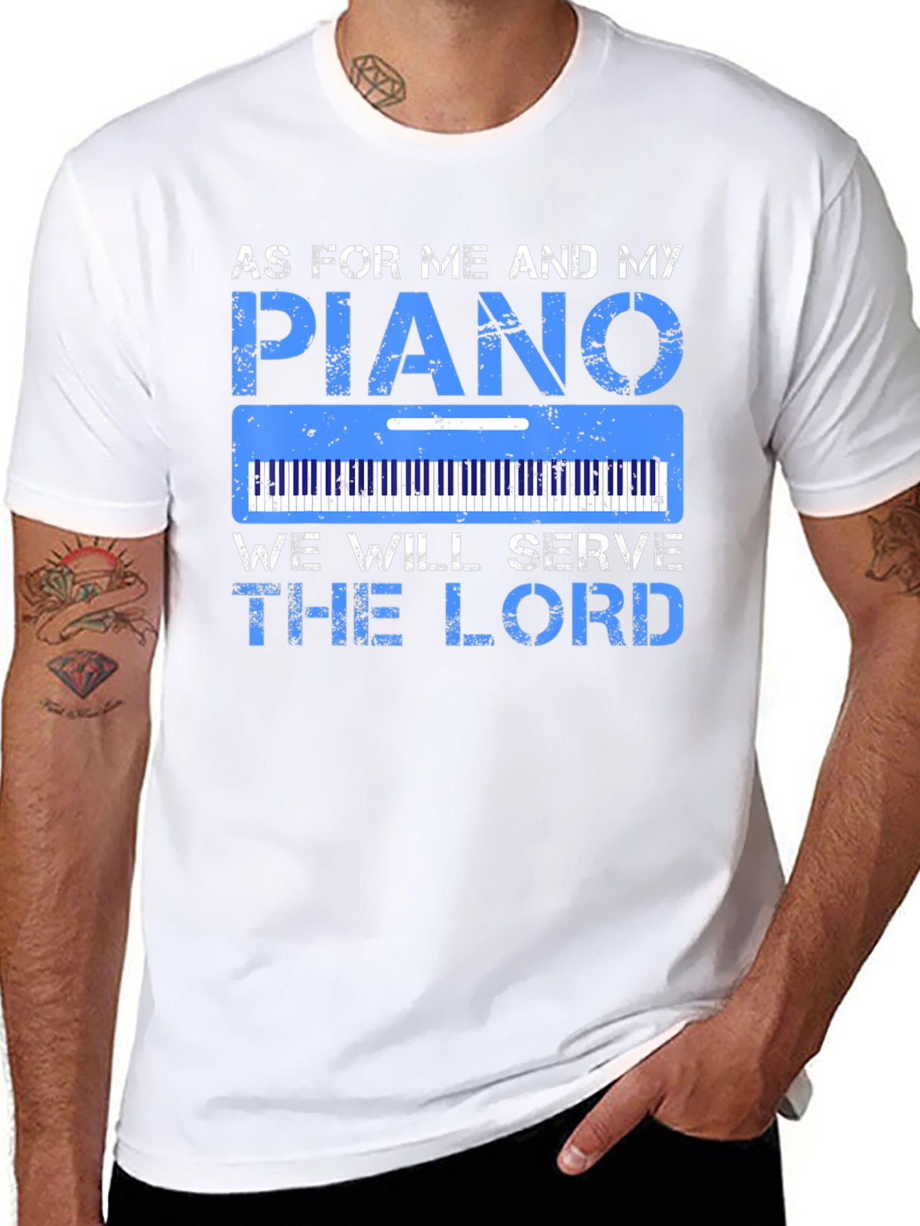 Piano Serve the Lord Graphic T-Shirt