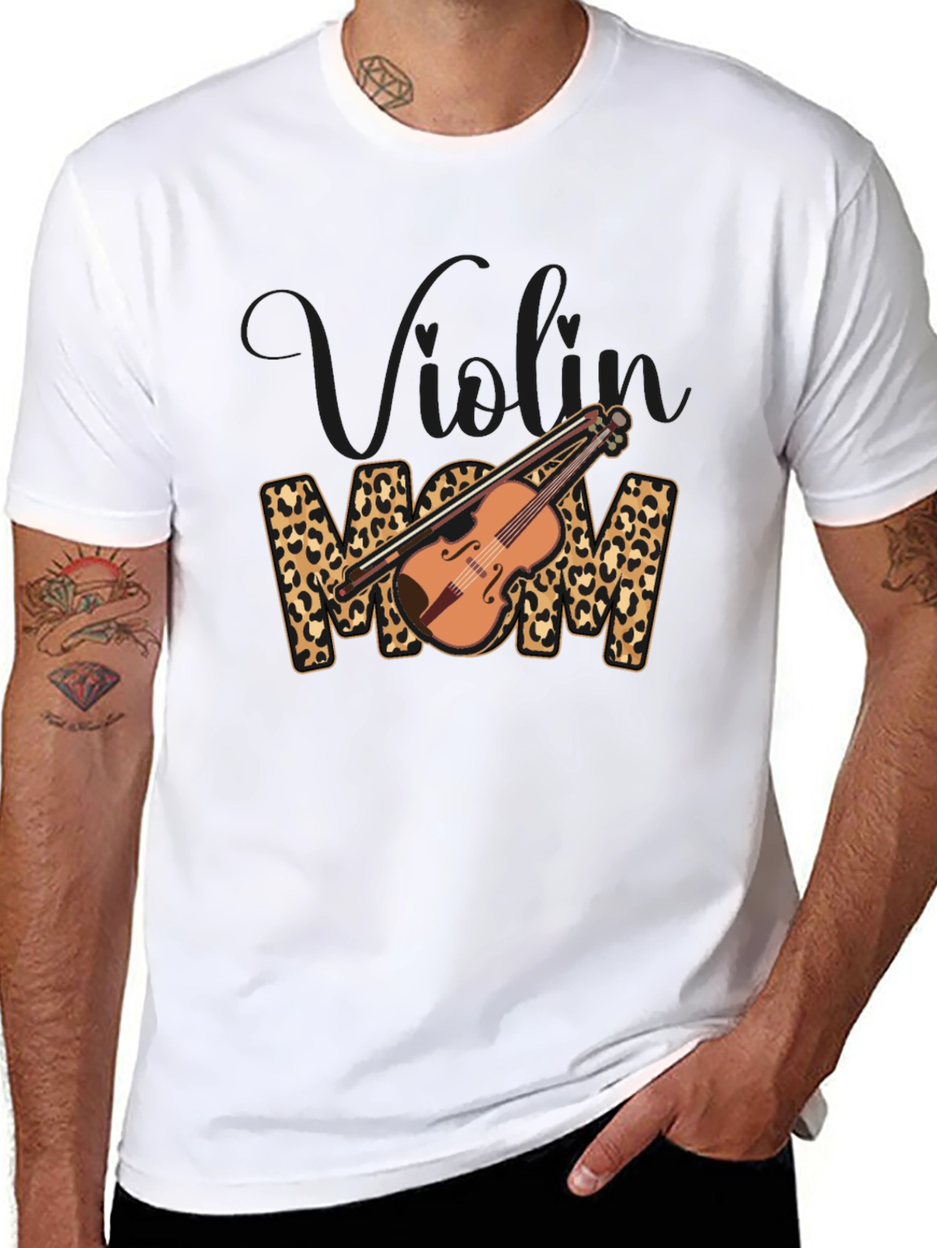 Violin Mom Leopard Print T-Shirt