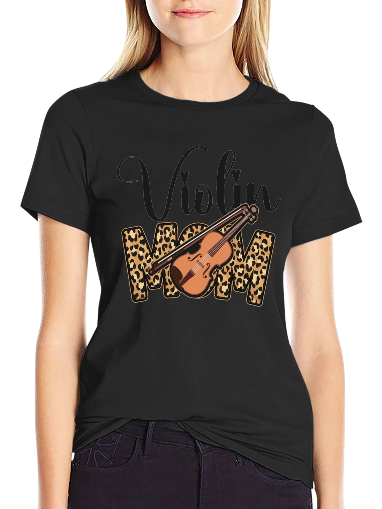 Violin Mom Leopard Print T-Shirt