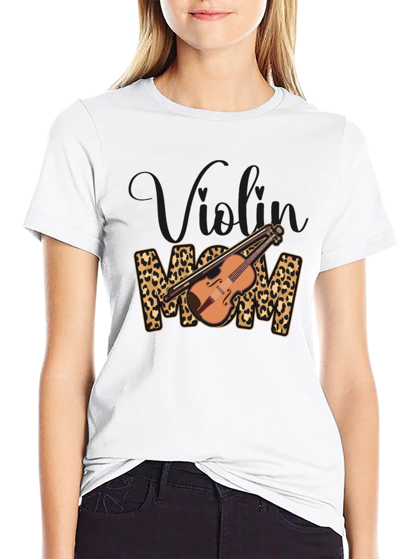 Violin Mom Leopard Print T-Shirt