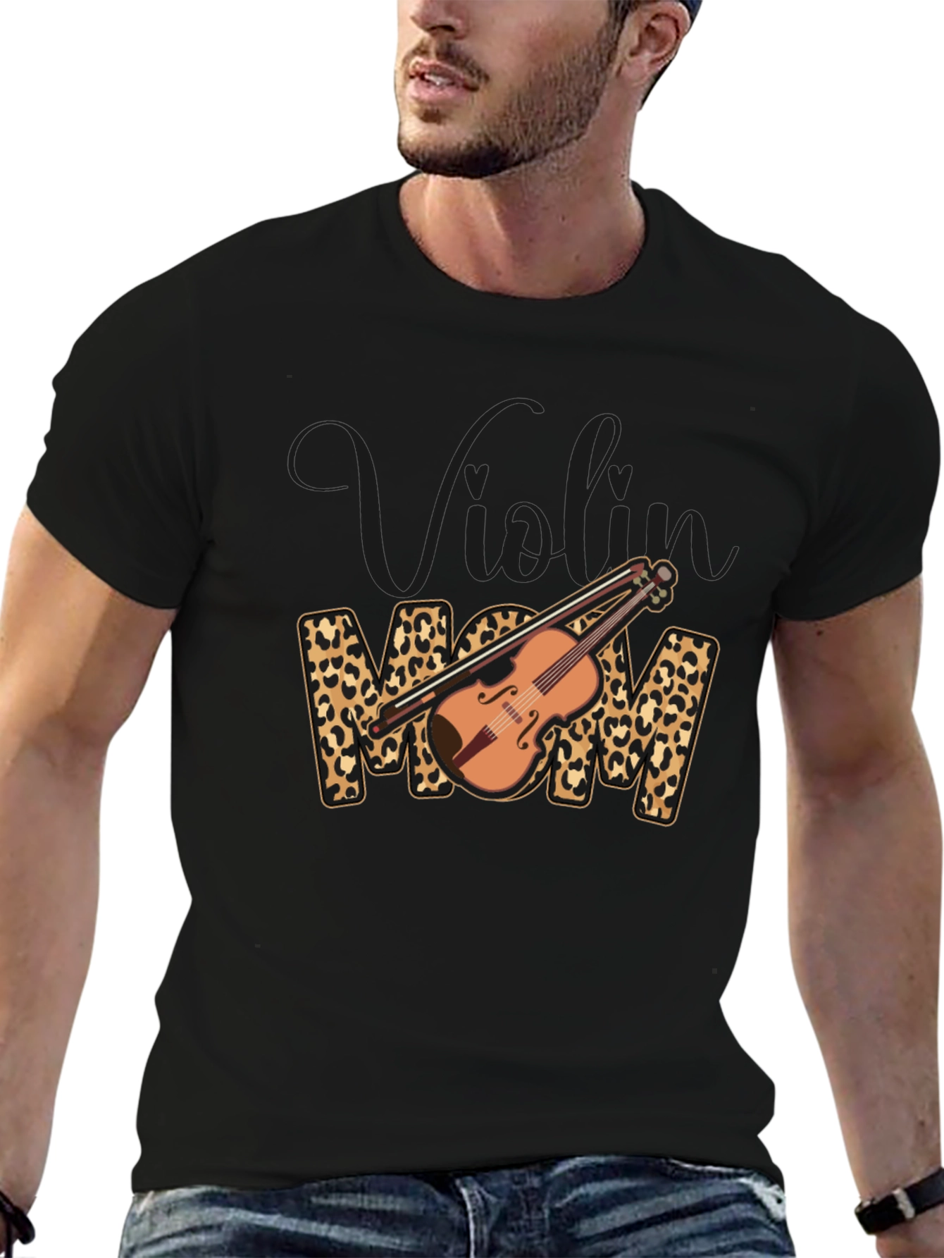 Violin Mom Leopard Print T-Shirt