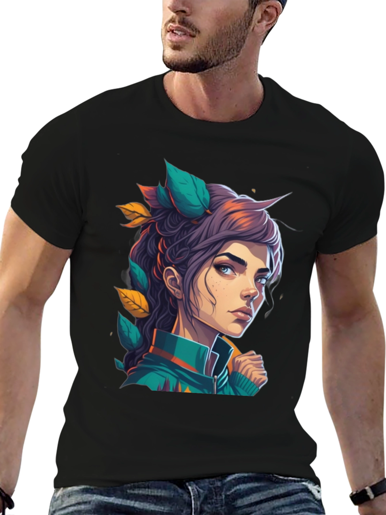 Anime Girl Graphic Tee - Stylish Black T-Shirt