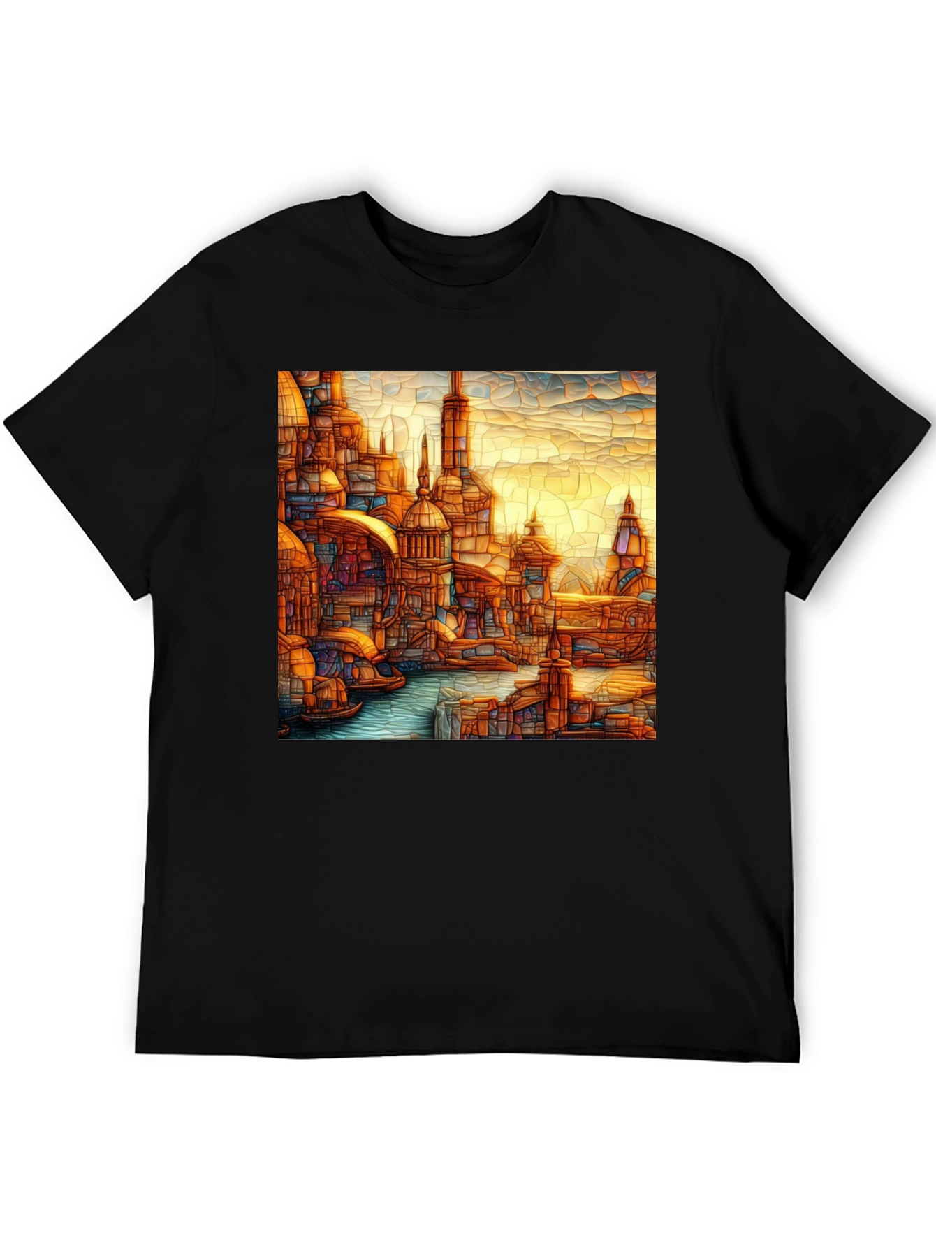 Venice Style T-Shirt Black Tee With Venice Art