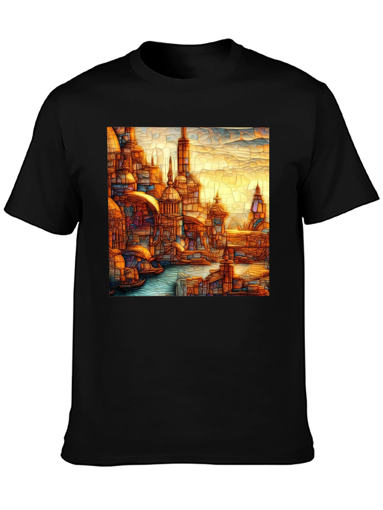 Venice Style T-Shirt Black Tee With Venice Art
