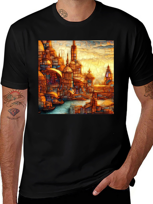 Venice Style T-Shirt Black Tee With Venice Art