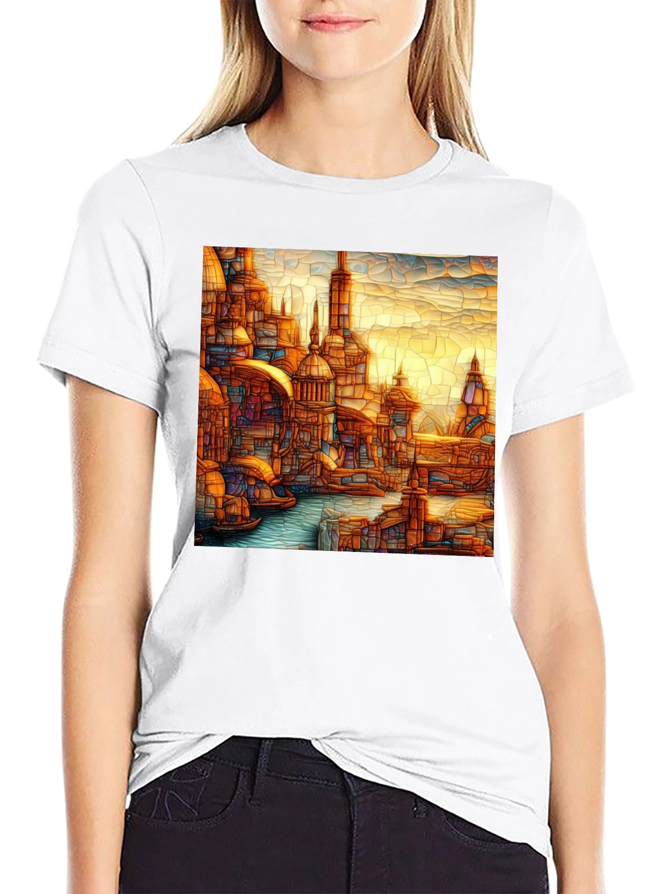 Venice Style T-Shirt Black Tee With Venice Art