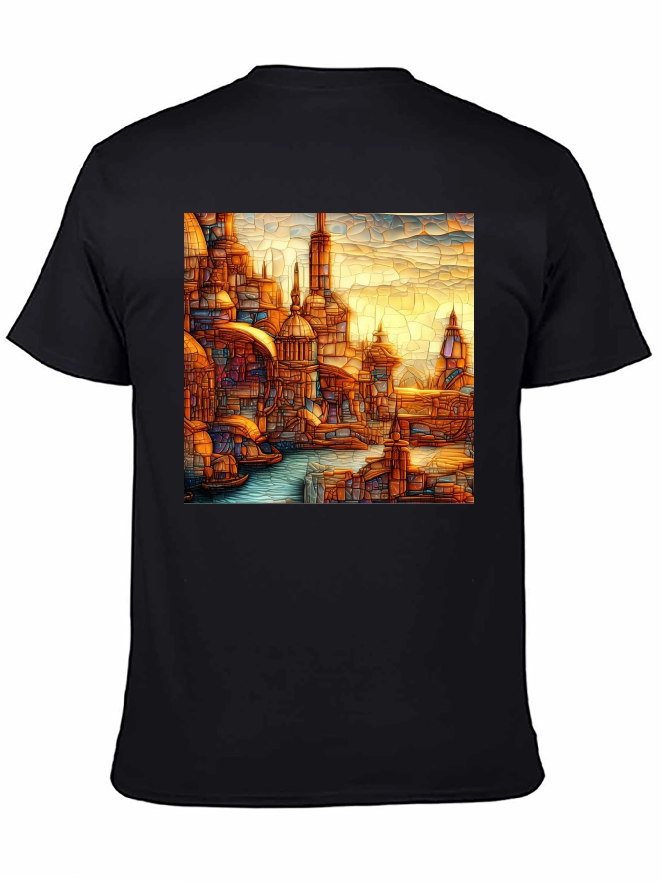 Venice Style T-Shirt Black Tee With Venice Art