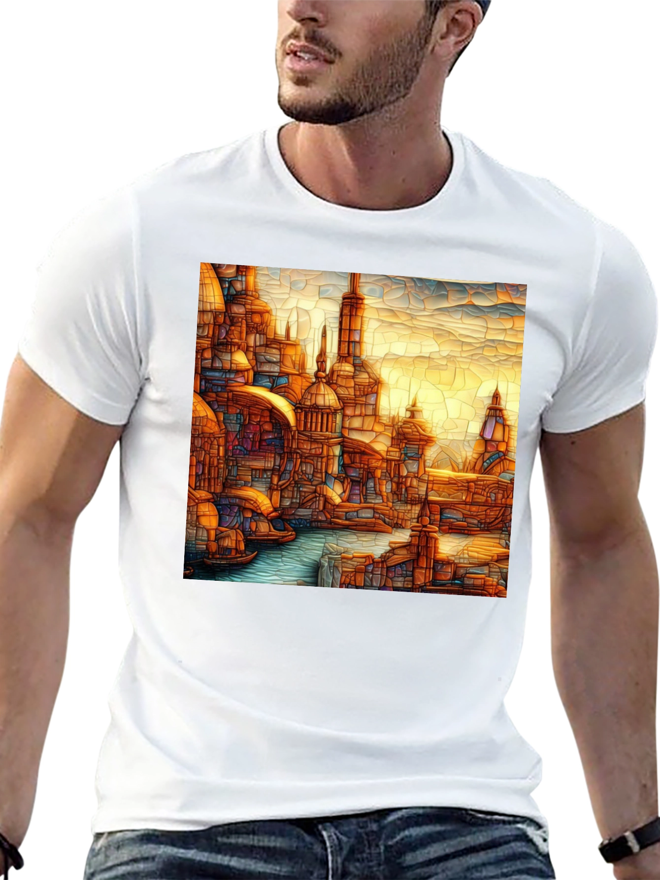Venice Style T-Shirt Black Tee With Venice Art