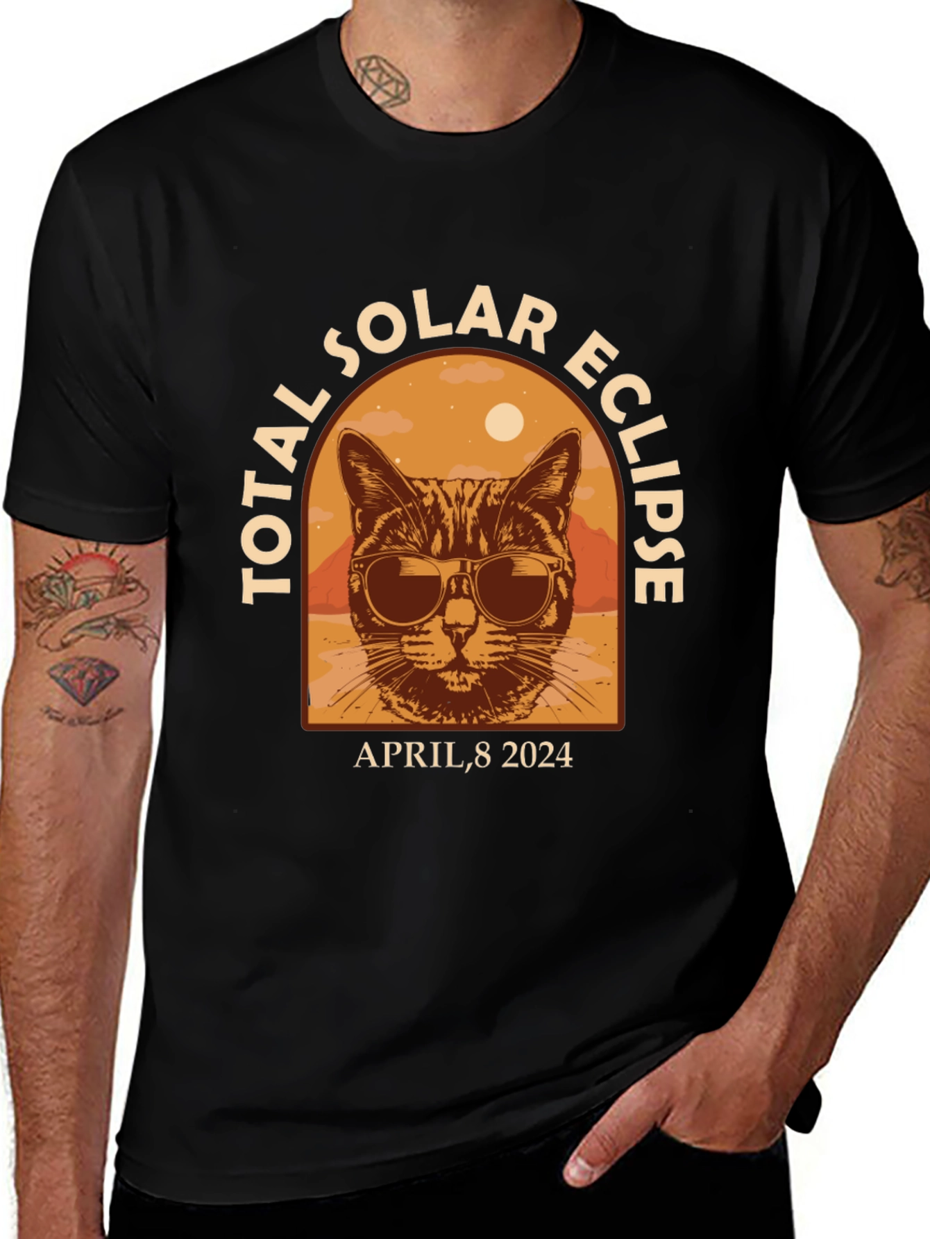 Total Solar Eclipse April 8 2024 Cat T-Shirt