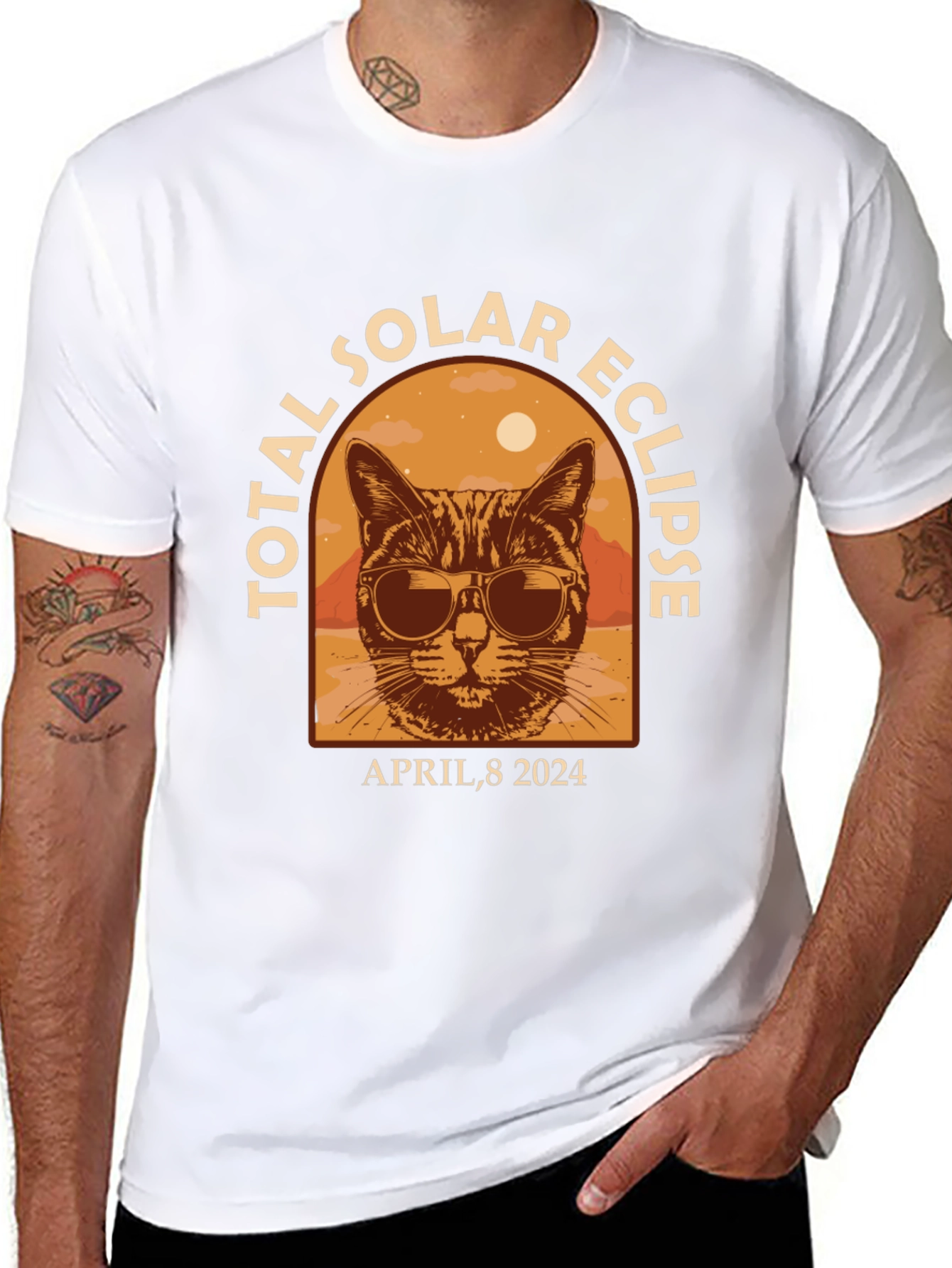 Total Solar Eclipse April 8 2024 Cat T-Shirt