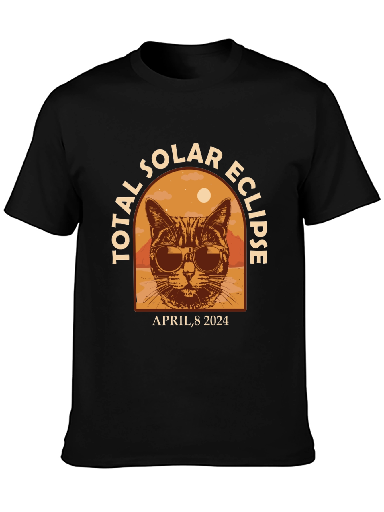 Total Solar Eclipse April 8 2024 Cat T-Shirt