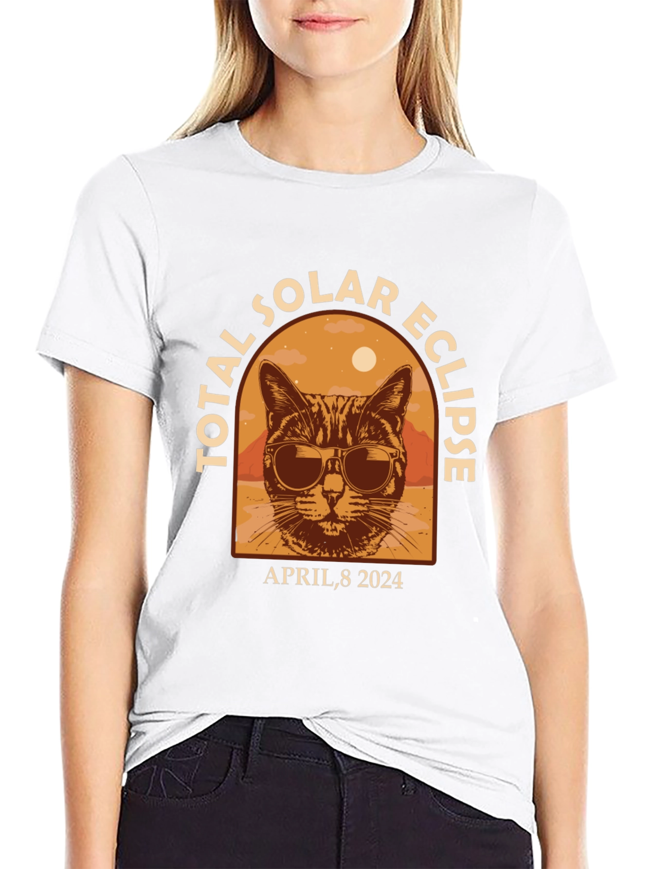 Total Solar Eclipse April 8 2024 Cat T-Shirt