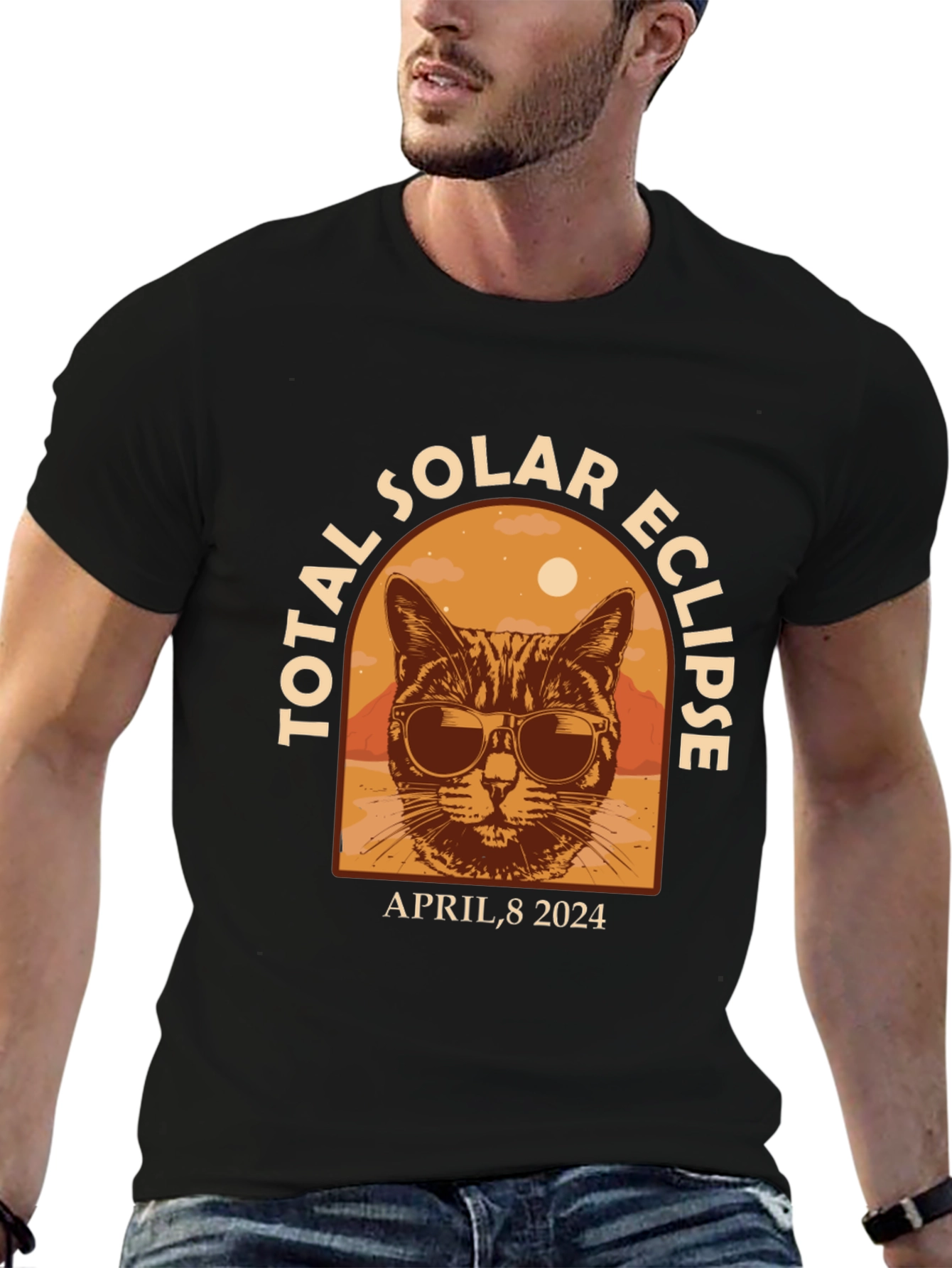 Total Solar Eclipse April 8 2024 Cat T-Shirt