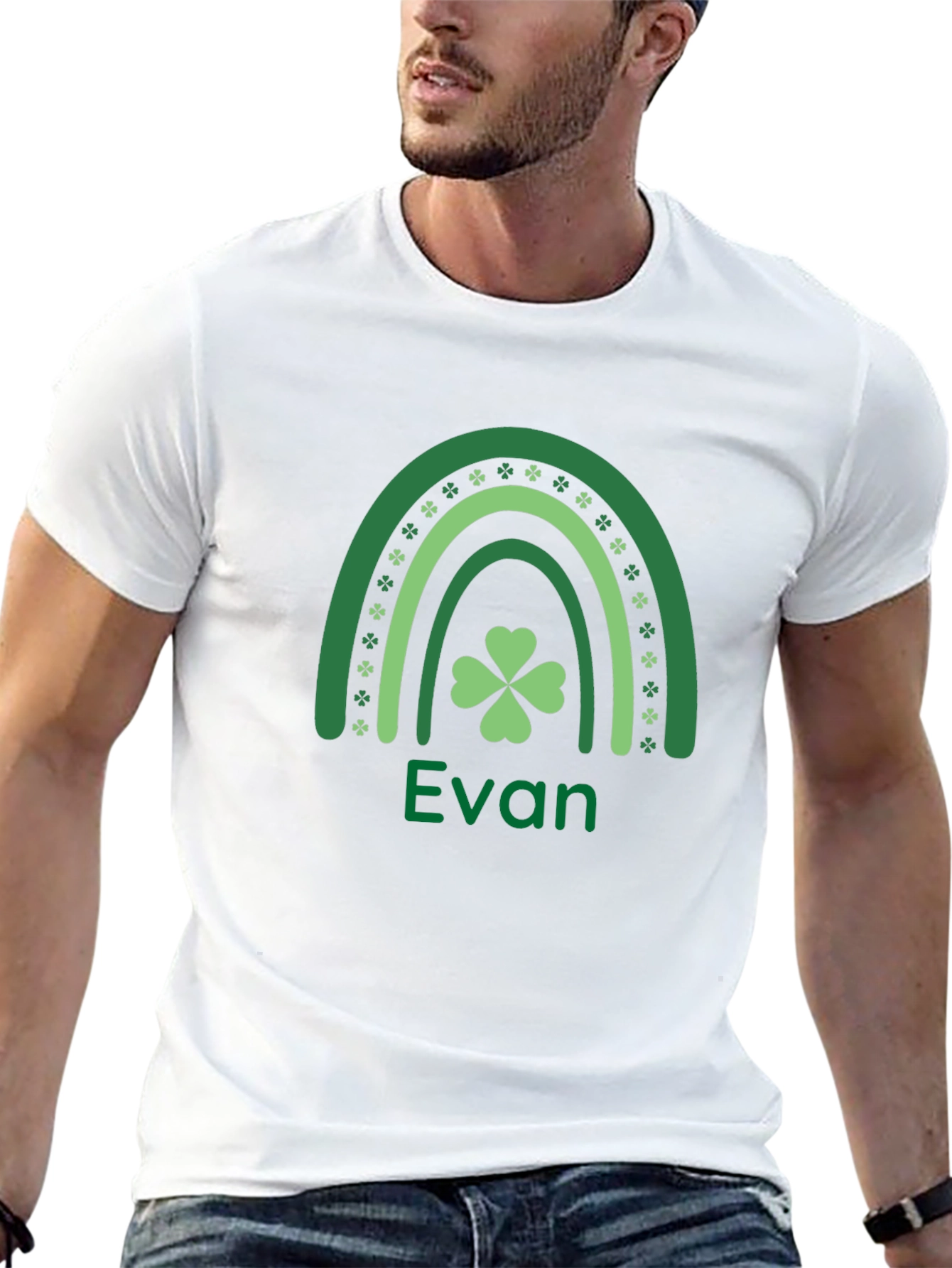 Evans St. Patricks Day Clover Rainbow T-Shirt