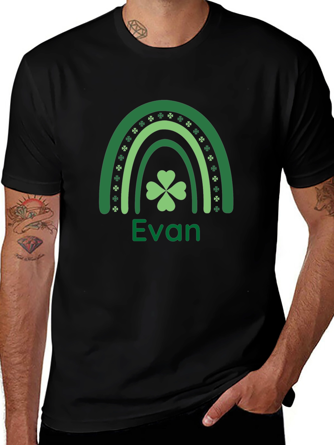 Evans St. Patricks Day Clover Rainbow T-Shirt