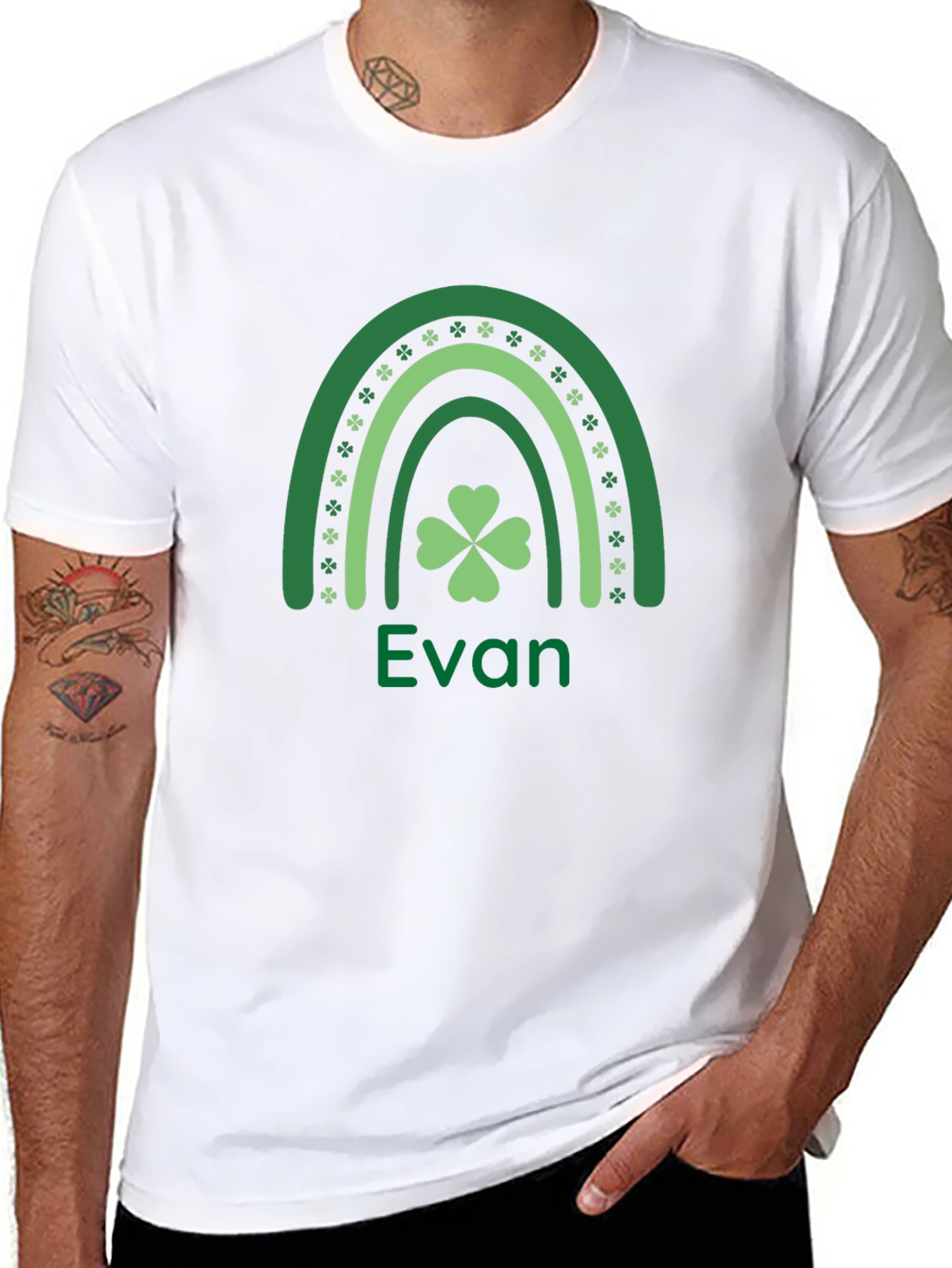 Evans St. Patricks Day Clover Rainbow T-Shirt