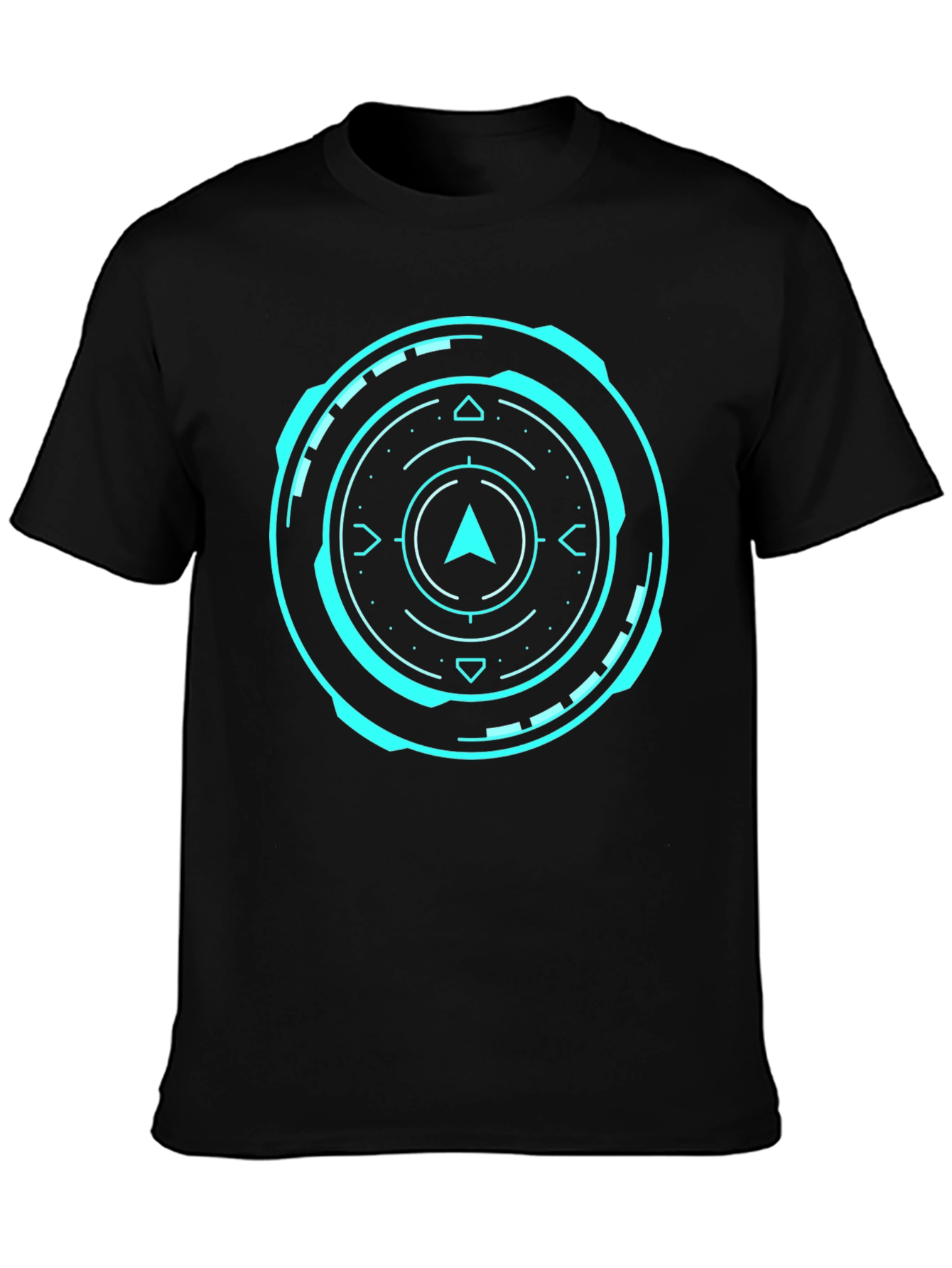 Futuristic Compass Graphic Black T-Shirt