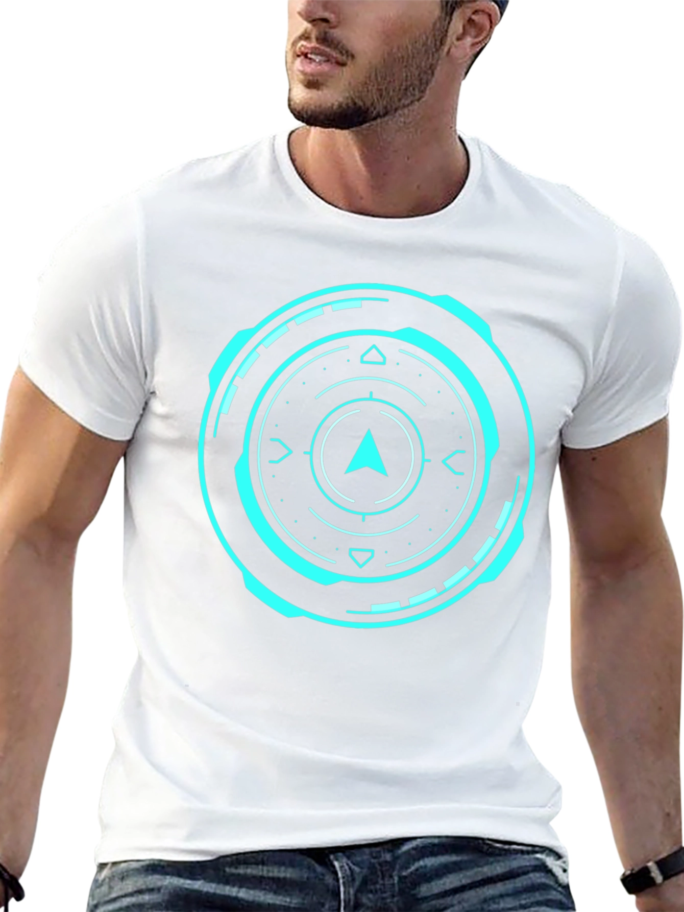 Futuristic Compass Graphic Black T-Shirt