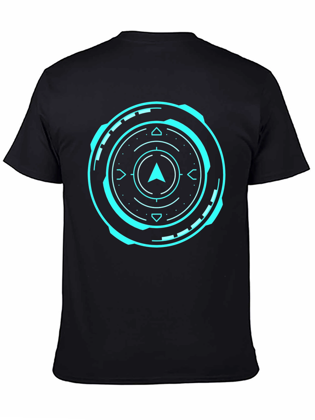 Futuristic Compass Graphic Black T-Shirt