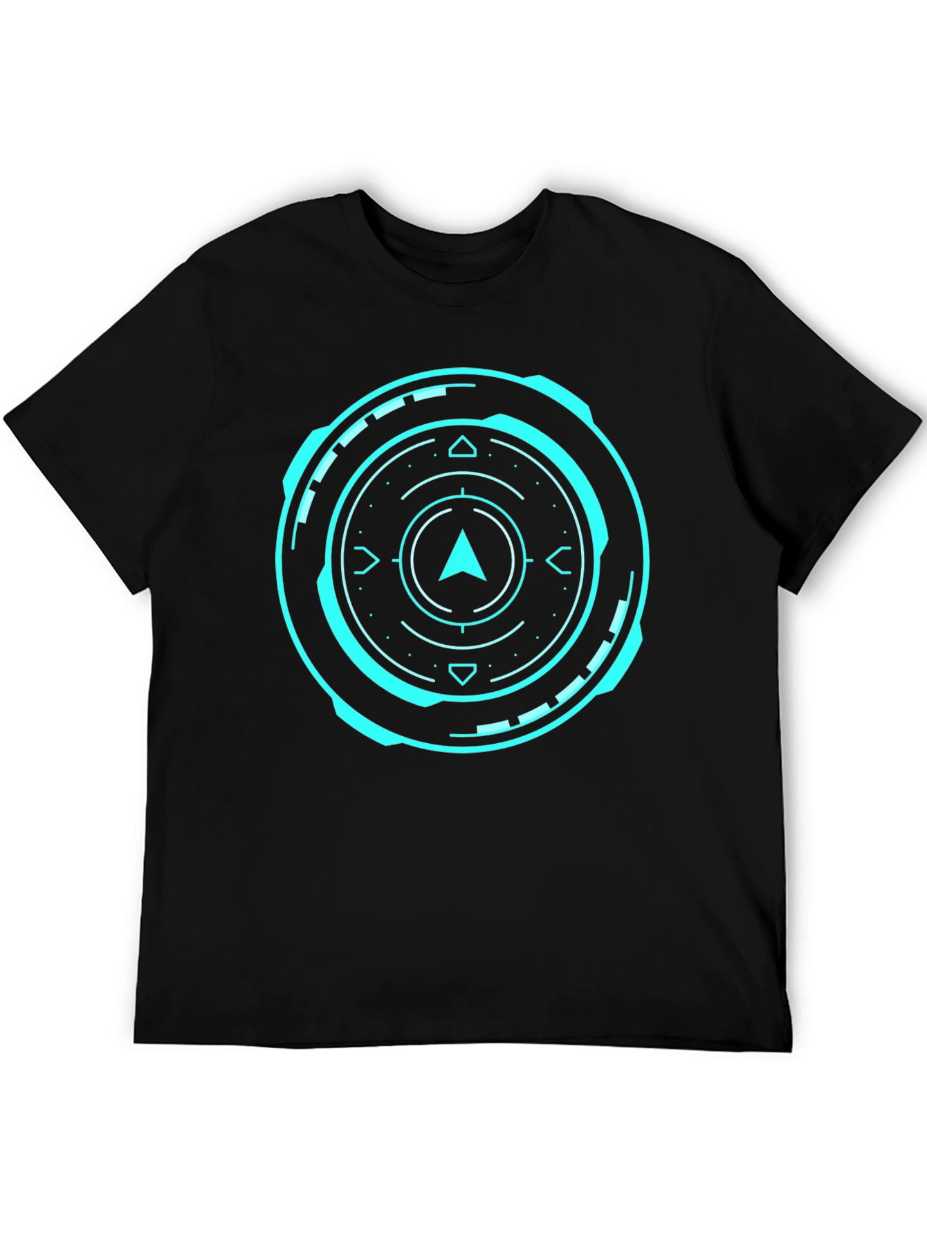 Futuristic Compass Graphic Black T-Shirt
