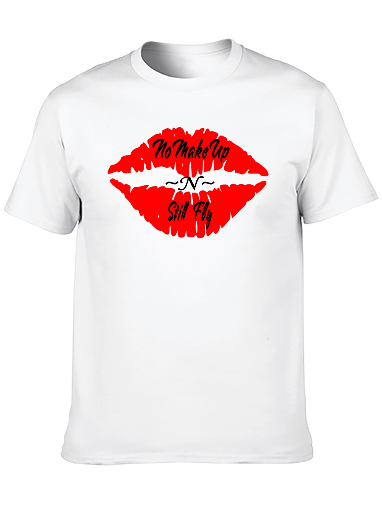 No Makeup Still Fly Lips Graphic Tee - Black