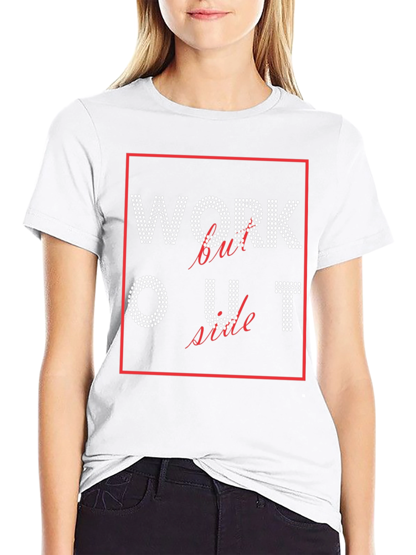 Workout Rhinestone Graphic Tee - Stylish Fitness Shirt