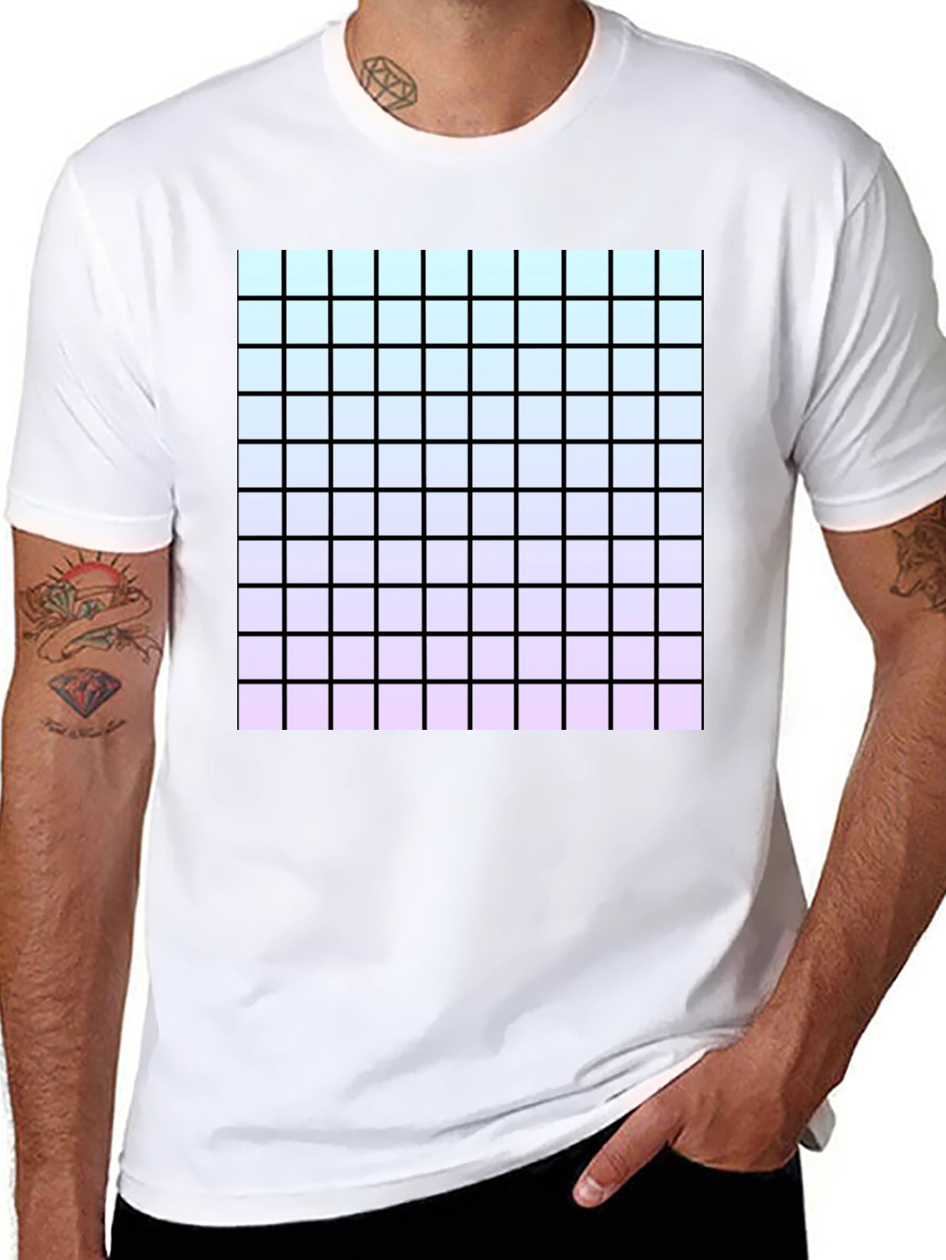 Grid Gradient T-Shirt - Modern Aesthetic