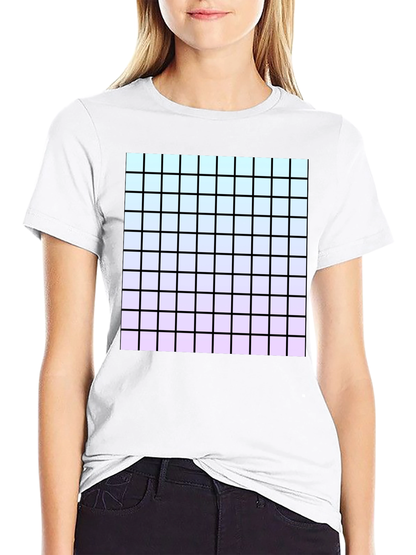 Grid Gradient T-Shirt - Modern Aesthetic